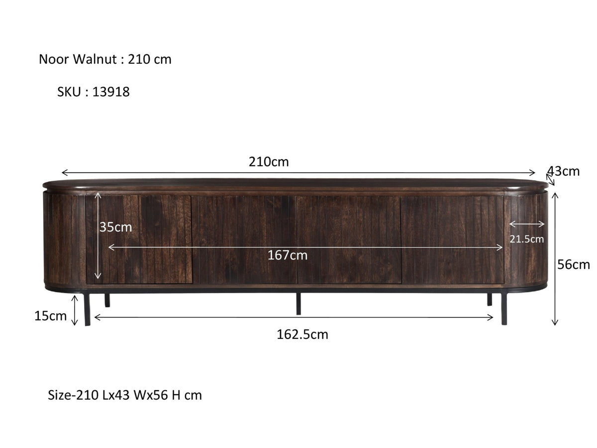 TV-meubel Noor walnoot 210 cm