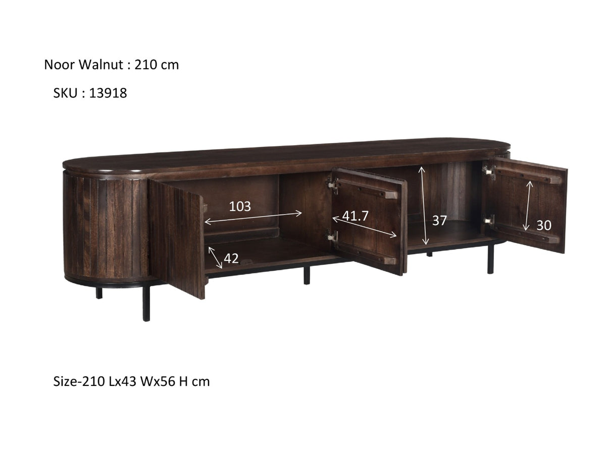 TV-meubel Noor walnoot 210 cm