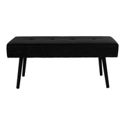 Skiby Bench - bank, fluweel, zwart, zwarte poten 100x35x44 cm HN1207