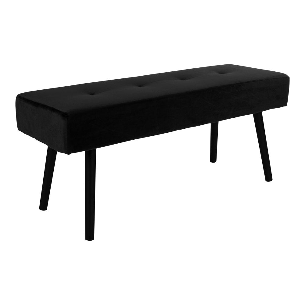 Skiby Bench - bank, fluweel, zwart, zwarte poten 100x35x44 cm HN1207
