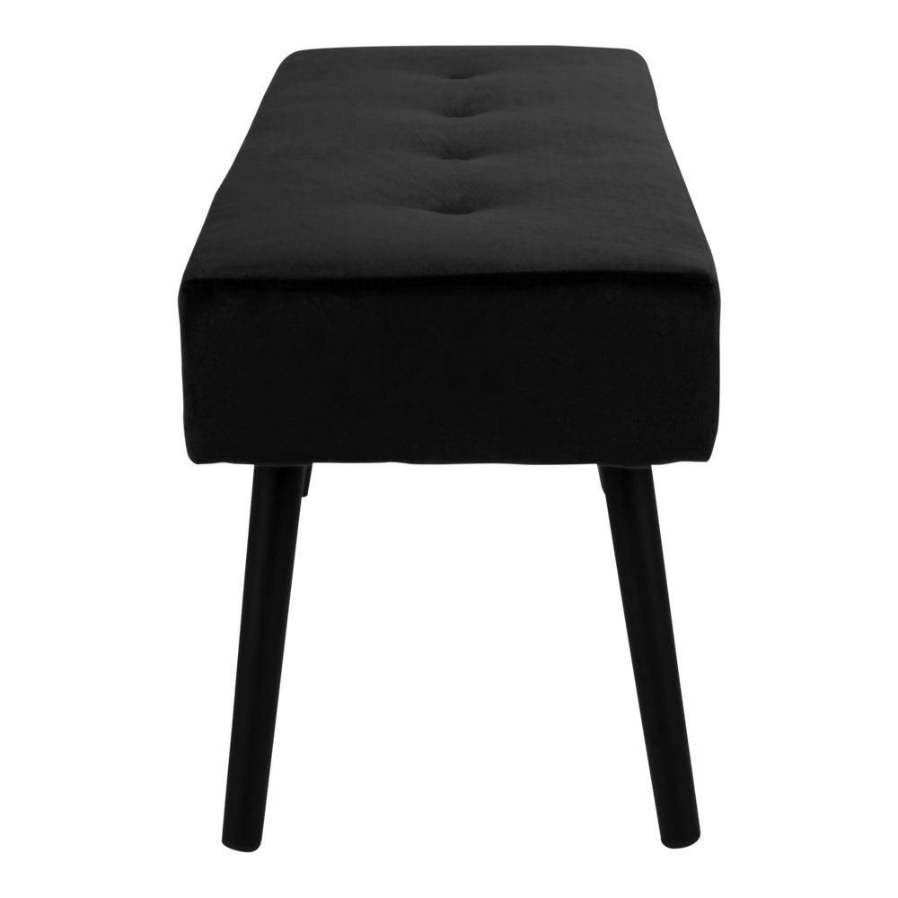 Skiby Bench - bank, fluweel, zwart, zwarte poten 100x35x44 cm HN1207