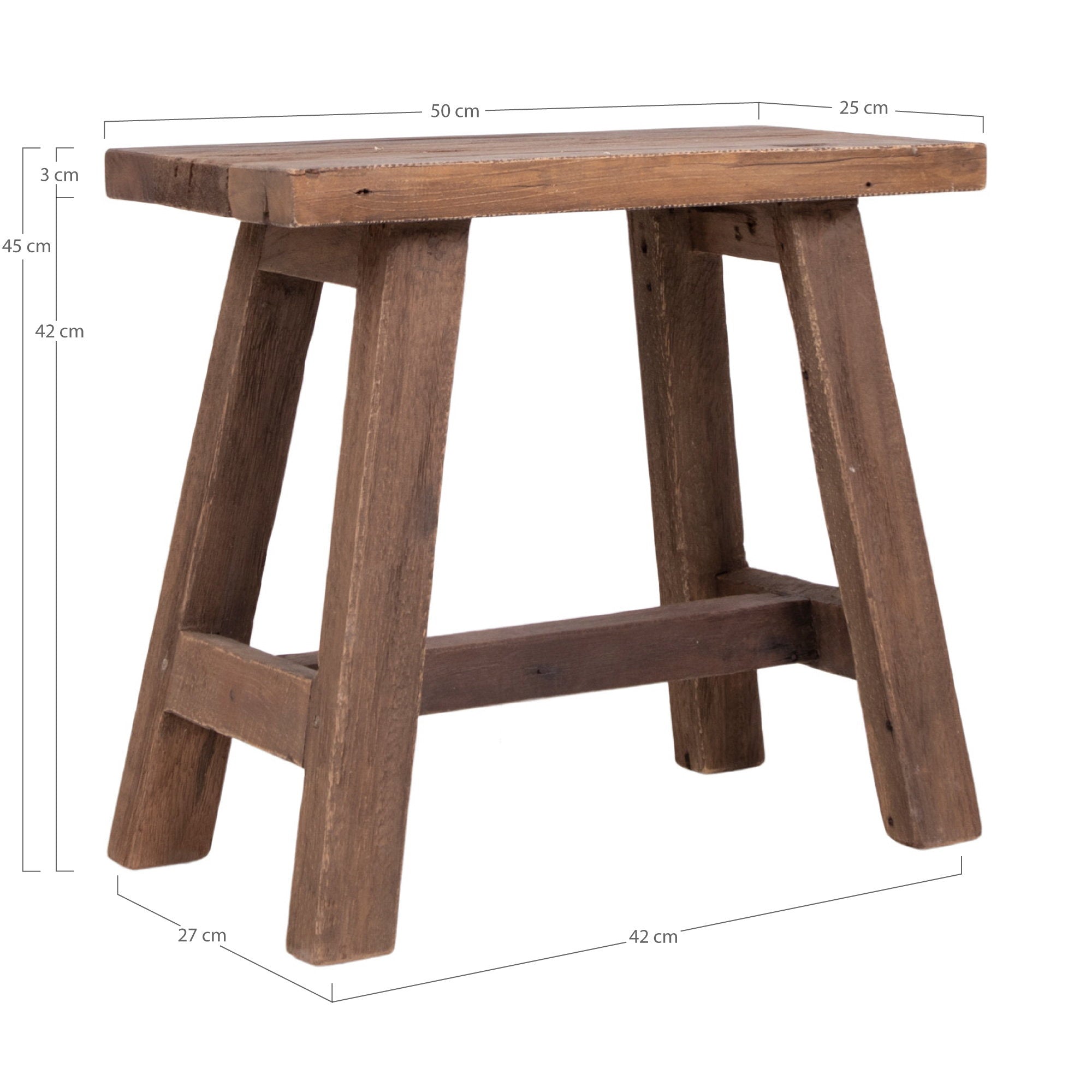 Barcelona Bank - bank, teak, naturel 50x25x45 cm
