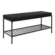 Vita Bench - Bank met kussen en plank, zwart met zwarte poten 100x36x48,5 cm