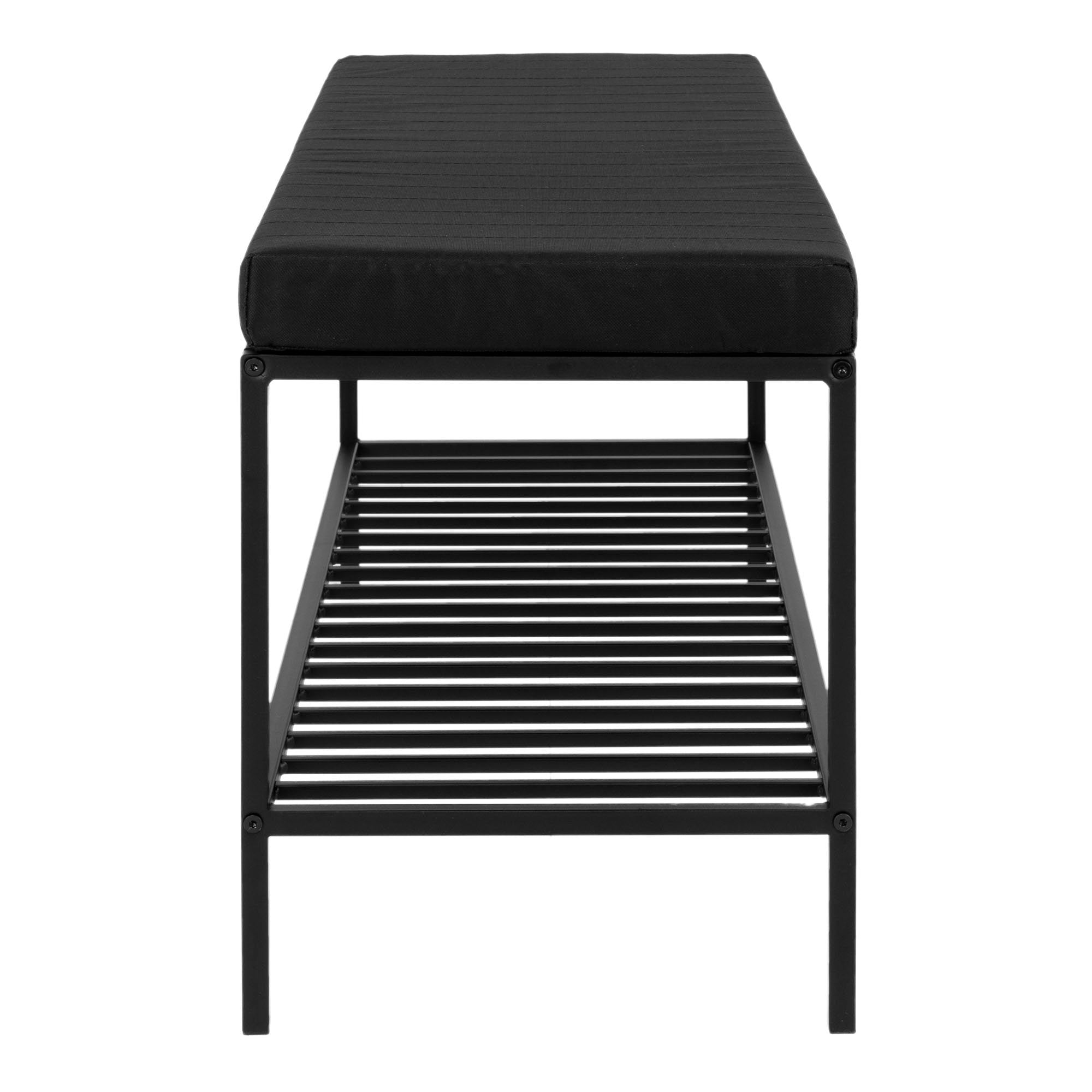 Vita Bench - Bank met kussen en plank, zwart met zwarte poten 100x36x48,5 cm