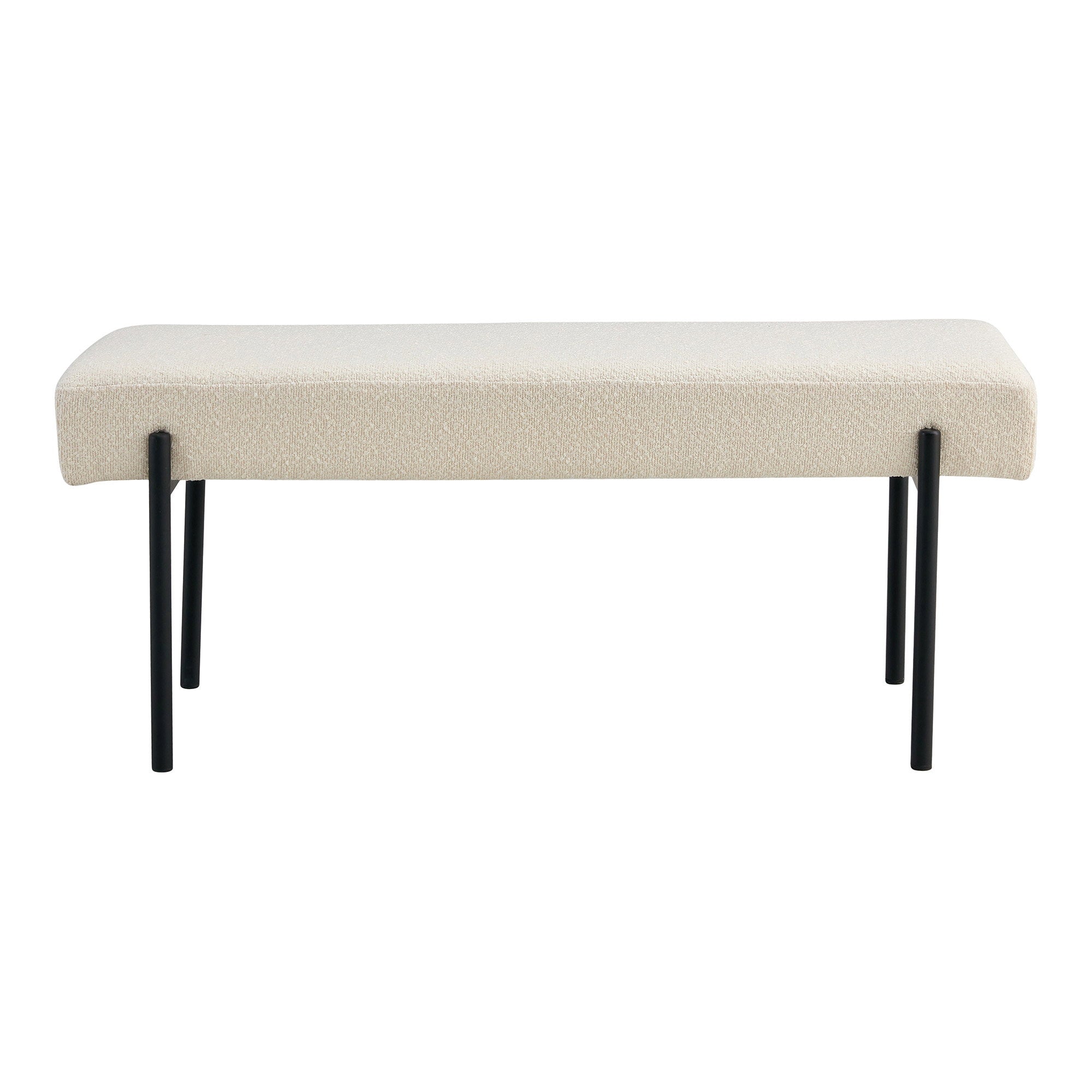 Swindon Bank - bank, bouclé, wit, zwarte poten 100x36x42,5 cm, HN1232