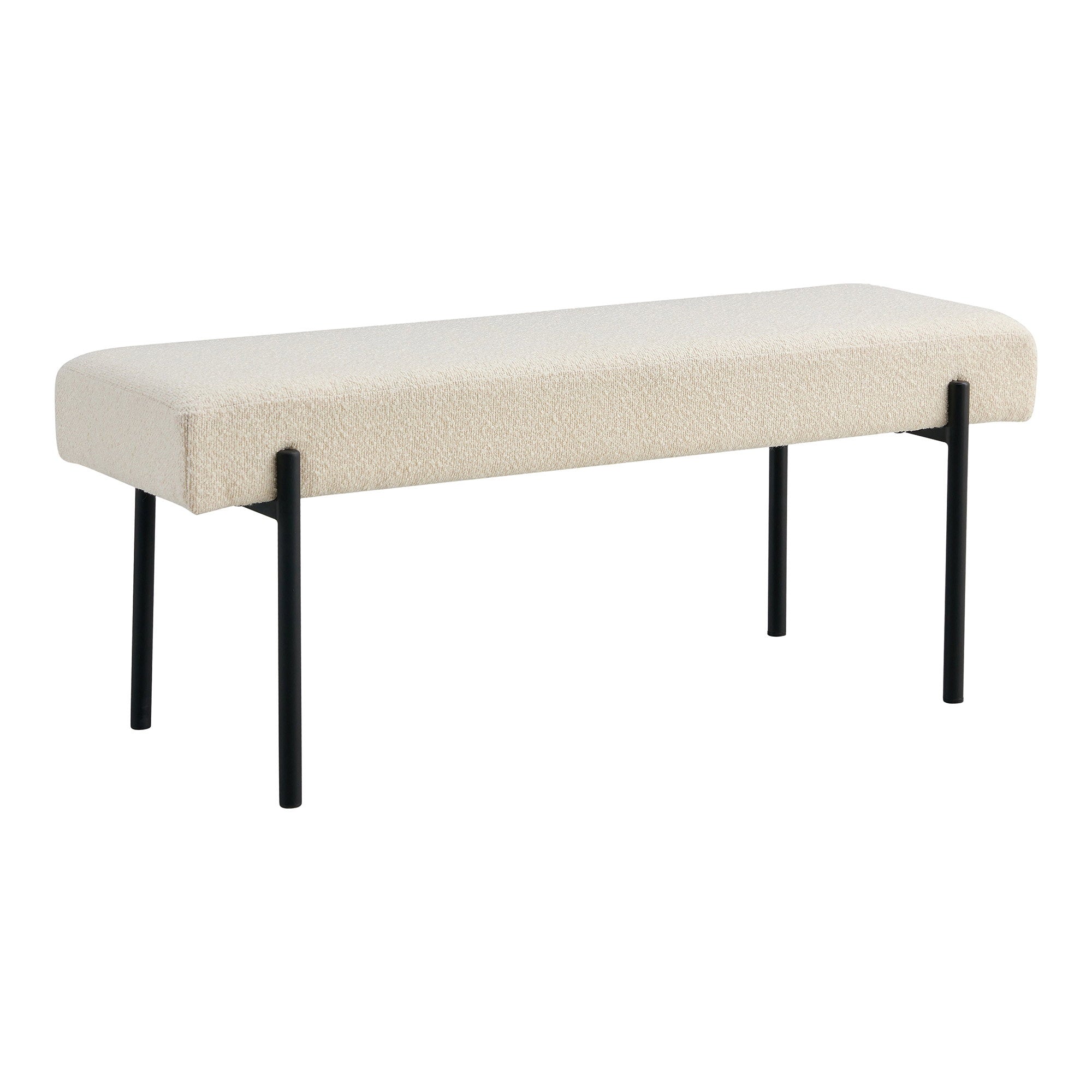 Swindon Bank - bank, bouclé, wit, zwarte poten 100x36x42,5 cm, HN1232