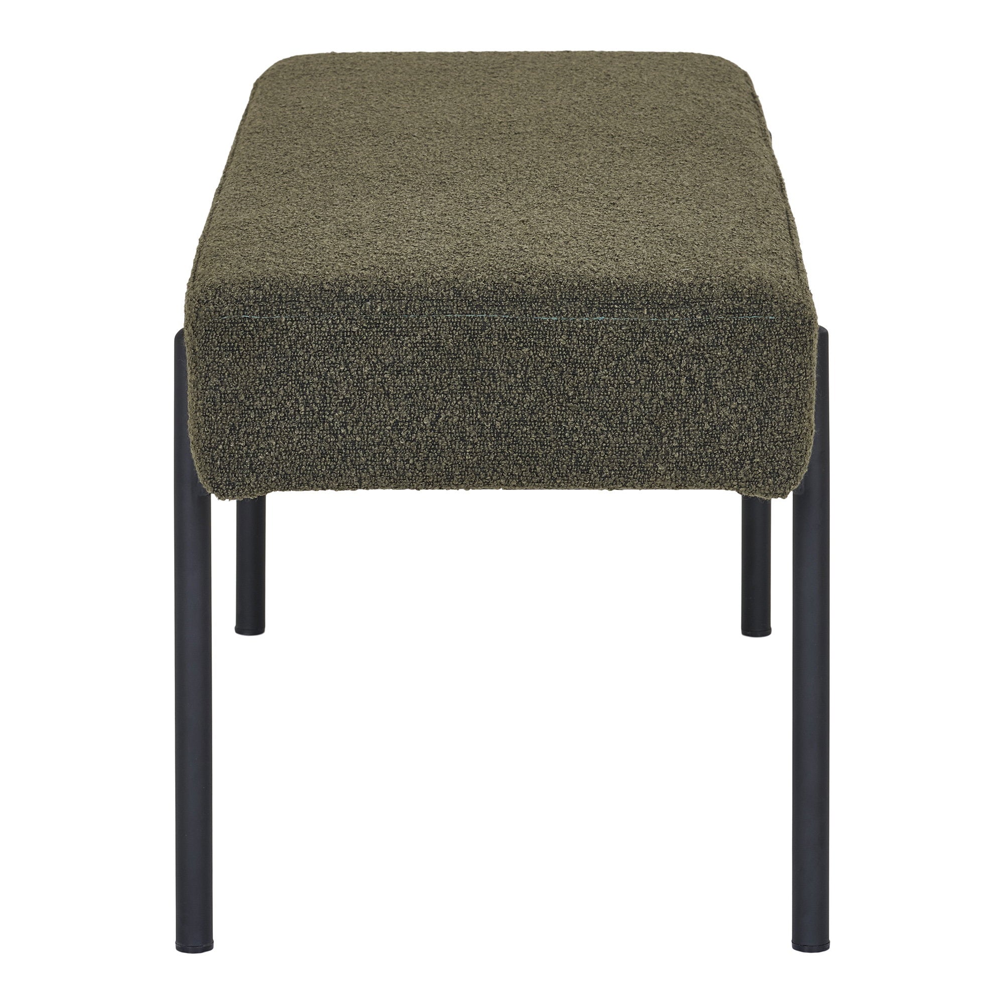 Swindon Bench - bank, bouclé, donkergroen, zwarte poten 100x36x42,5 cm, HN1241