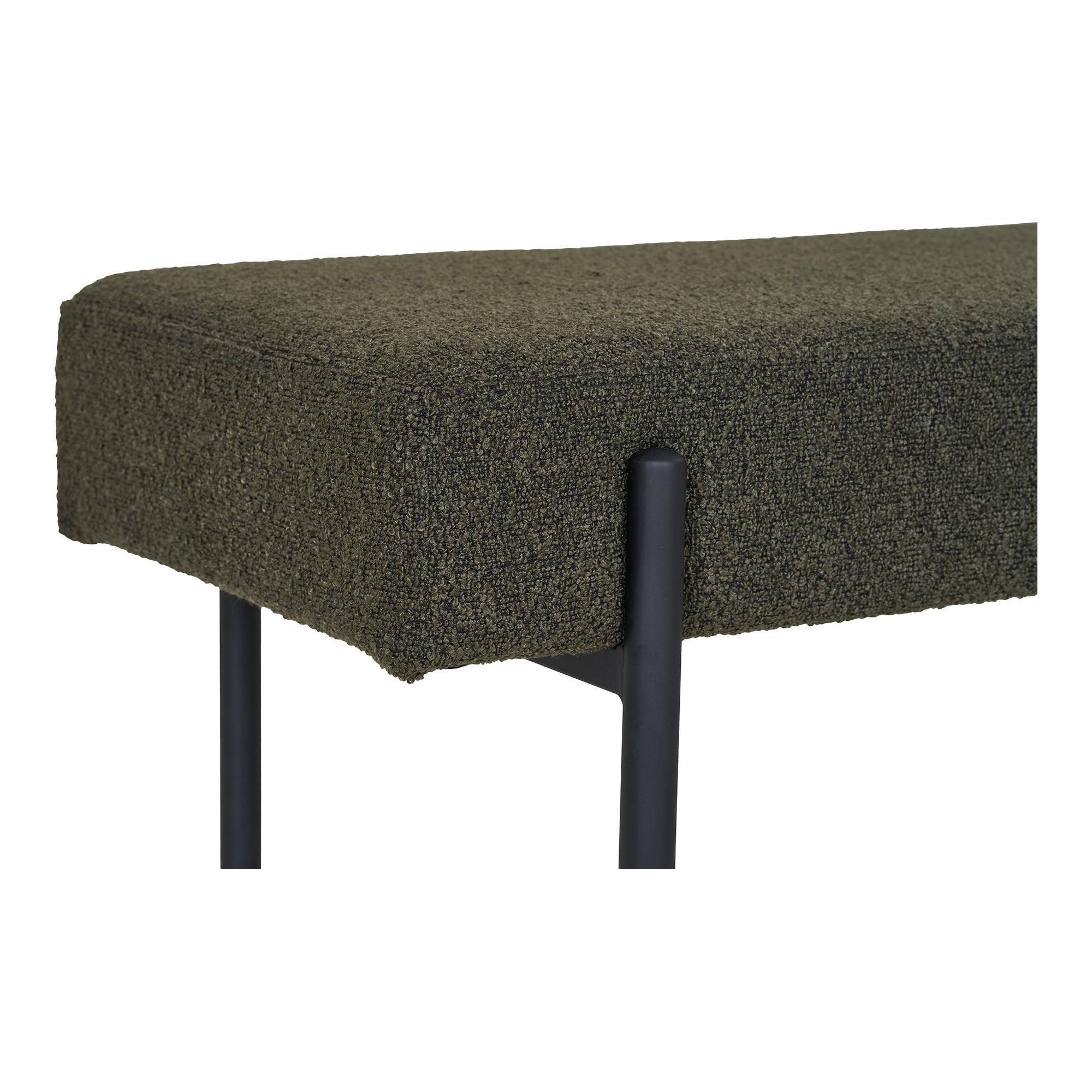 Swindon Bench - bank, bouclé, donkergroen, zwarte poten 100x36x42,5 cm, HN1241
