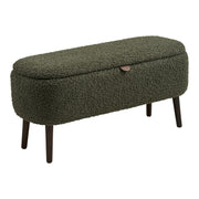 Harlow Bank - Bank met opbergruimte, teddy-stof, groen 95x37x45 cm, HN1301