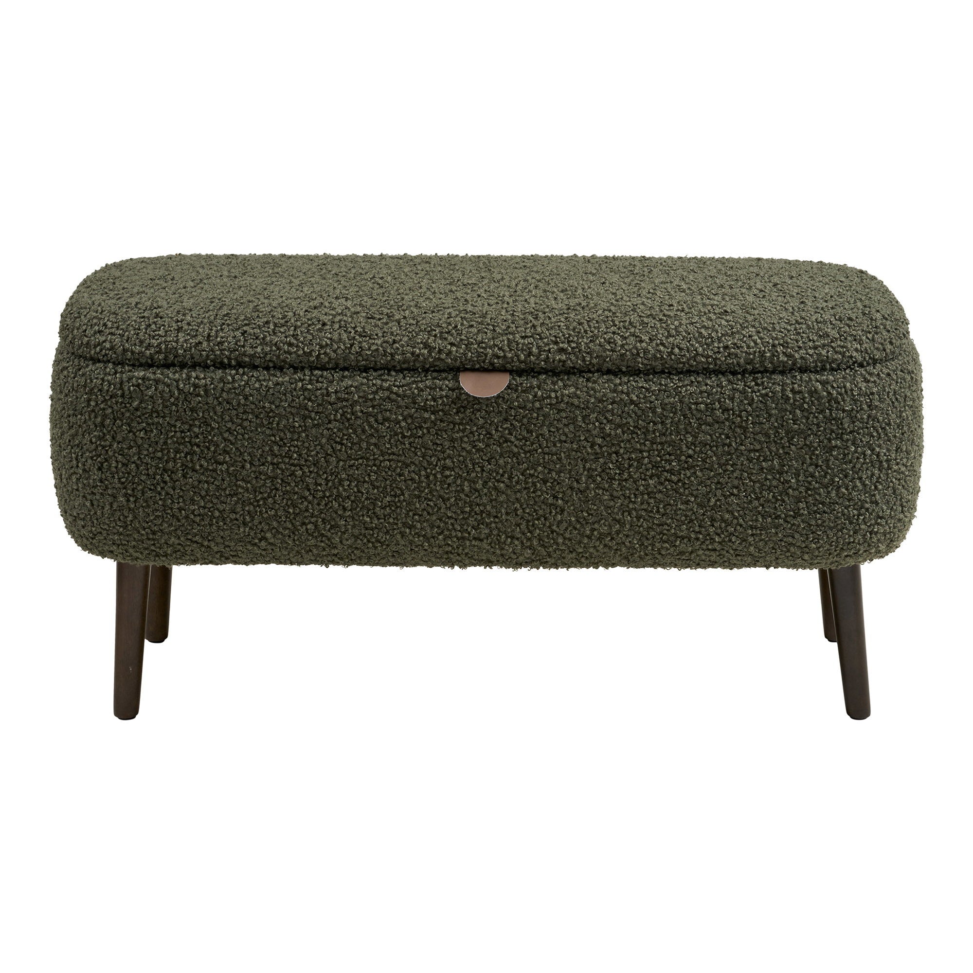 Harlow Bank - Bank met opbergruimte, teddy-stof, groen 95x37x45 cm, HN1301