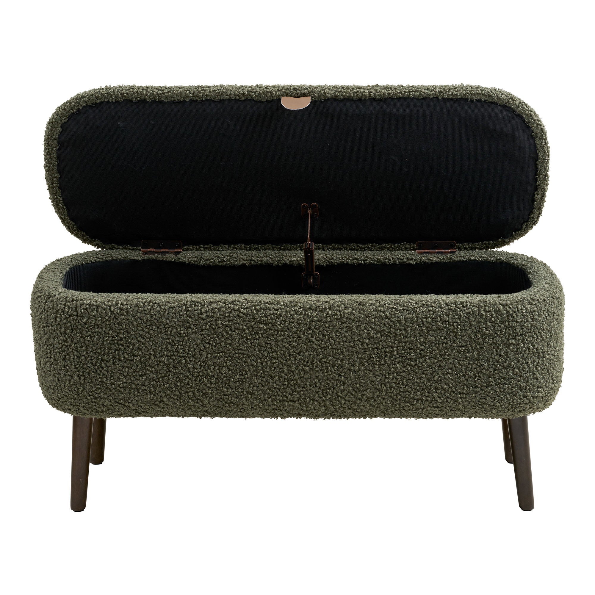 Harlow Bank - Bank met opbergruimte, teddy-stof, groen 95x37x45 cm, HN1301