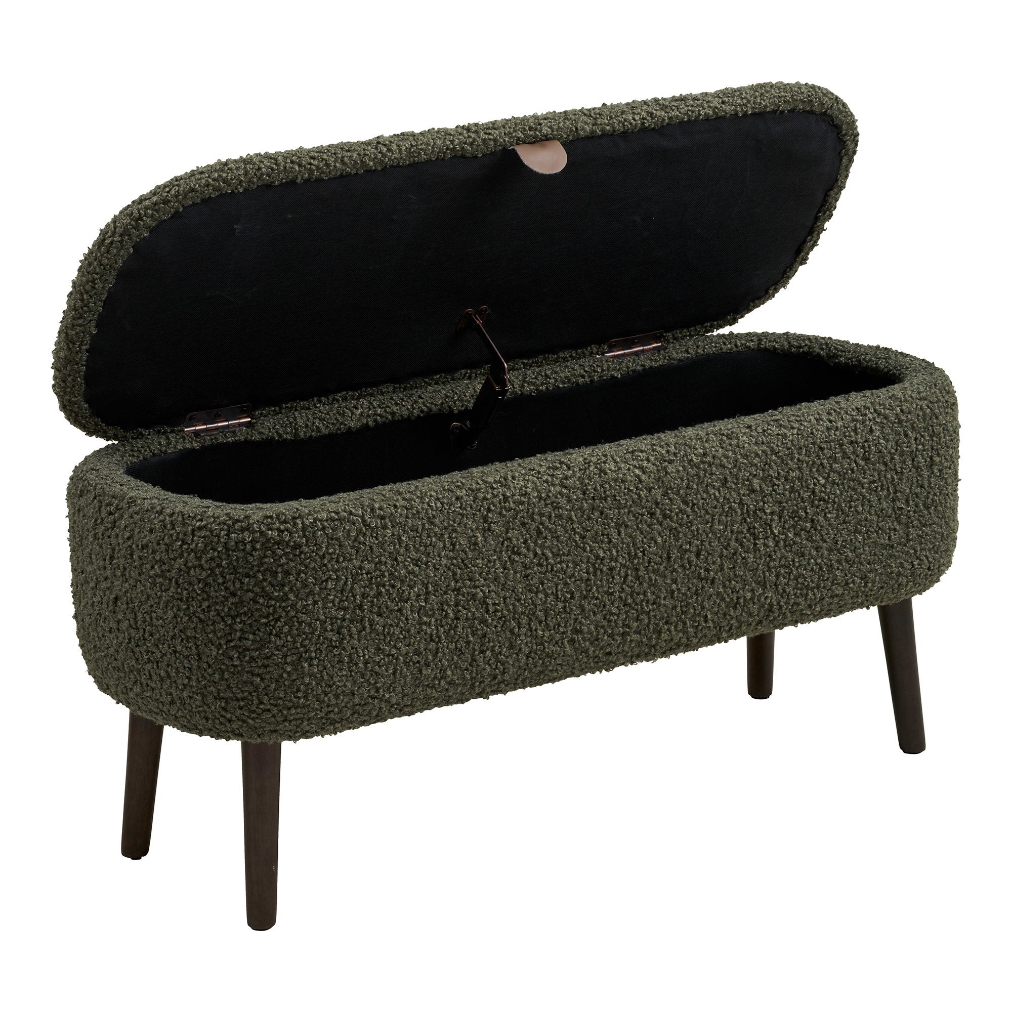 Harlow Bank - Bank met opbergruimte, teddy-stof, groen 95x37x45 cm, HN1301
