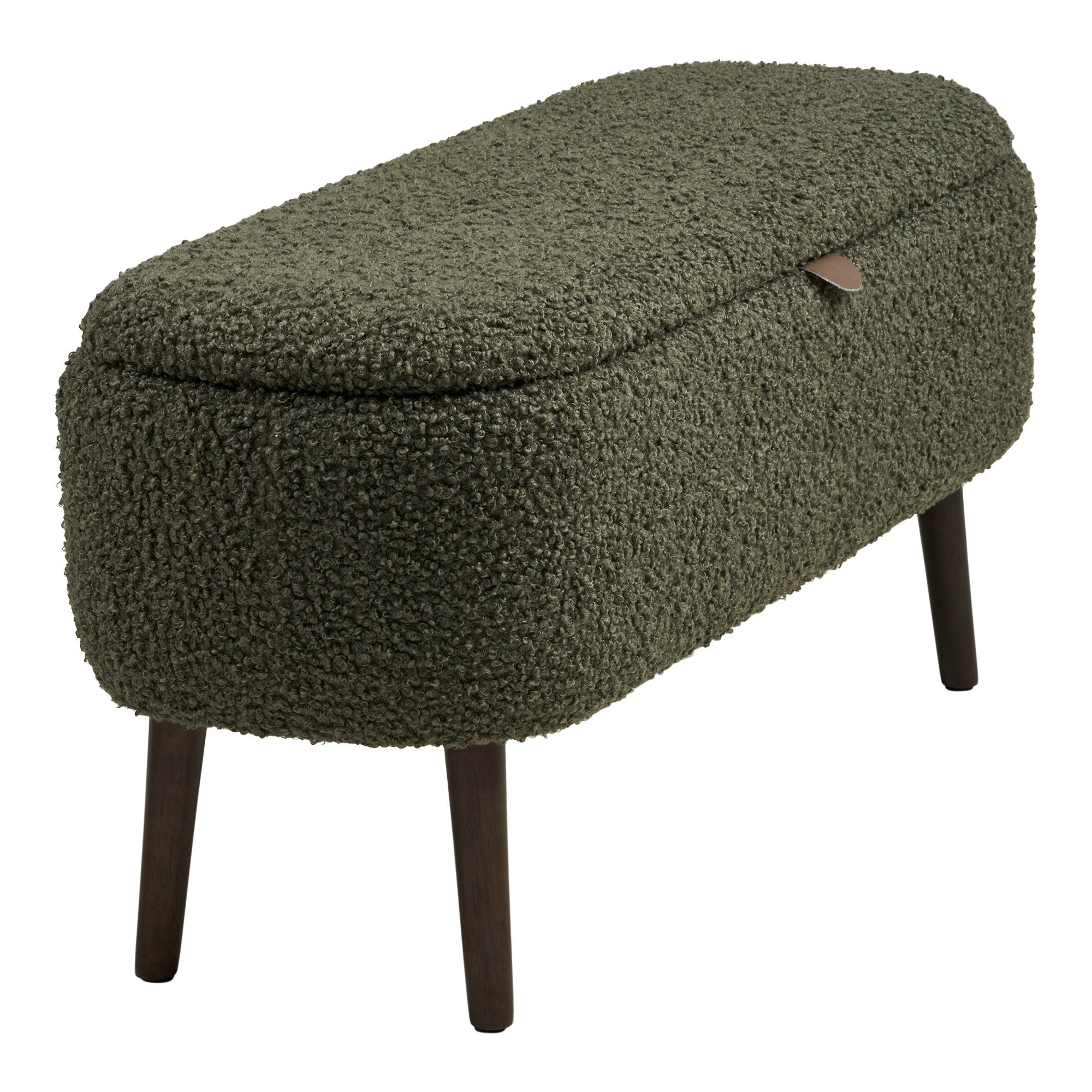 Harlow Bank - Bank met opbergruimte, teddy-stof, groen 95x37x45 cm, HN1301