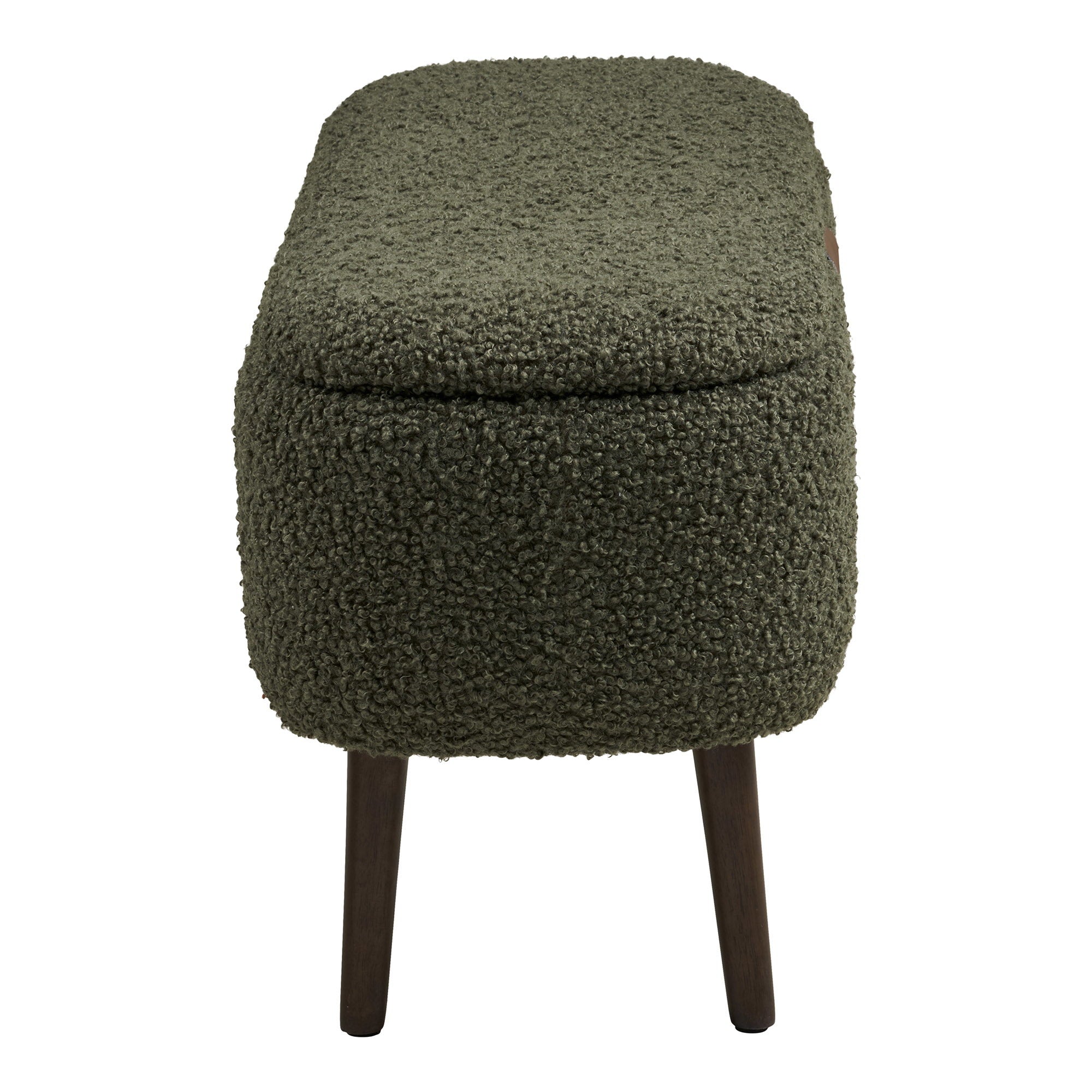 Harlow Bank - Bank met opbergruimte, teddy-stof, groen 95x37x45 cm, HN1301