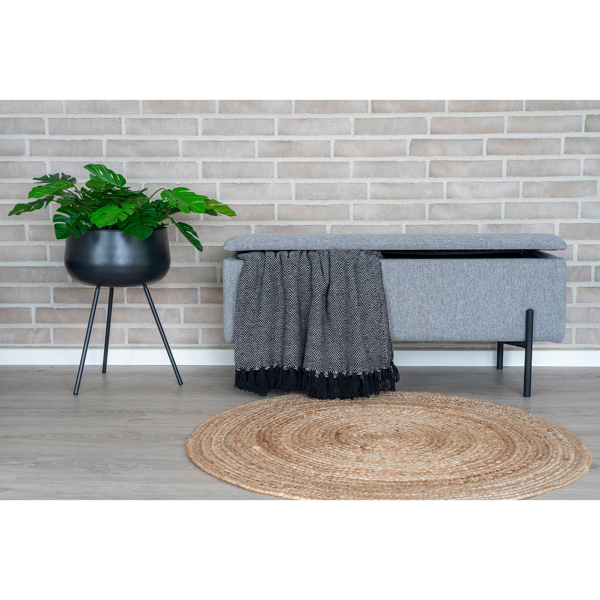 Watford Bank - bank met opbergruimte, lichtgrijs, 95x36,5x43 cm, HN1275