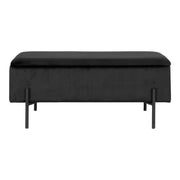 Watford-bank - Opbergbank, fluweel, zwart, 95 x 36,5 x 43 cm, HN1207