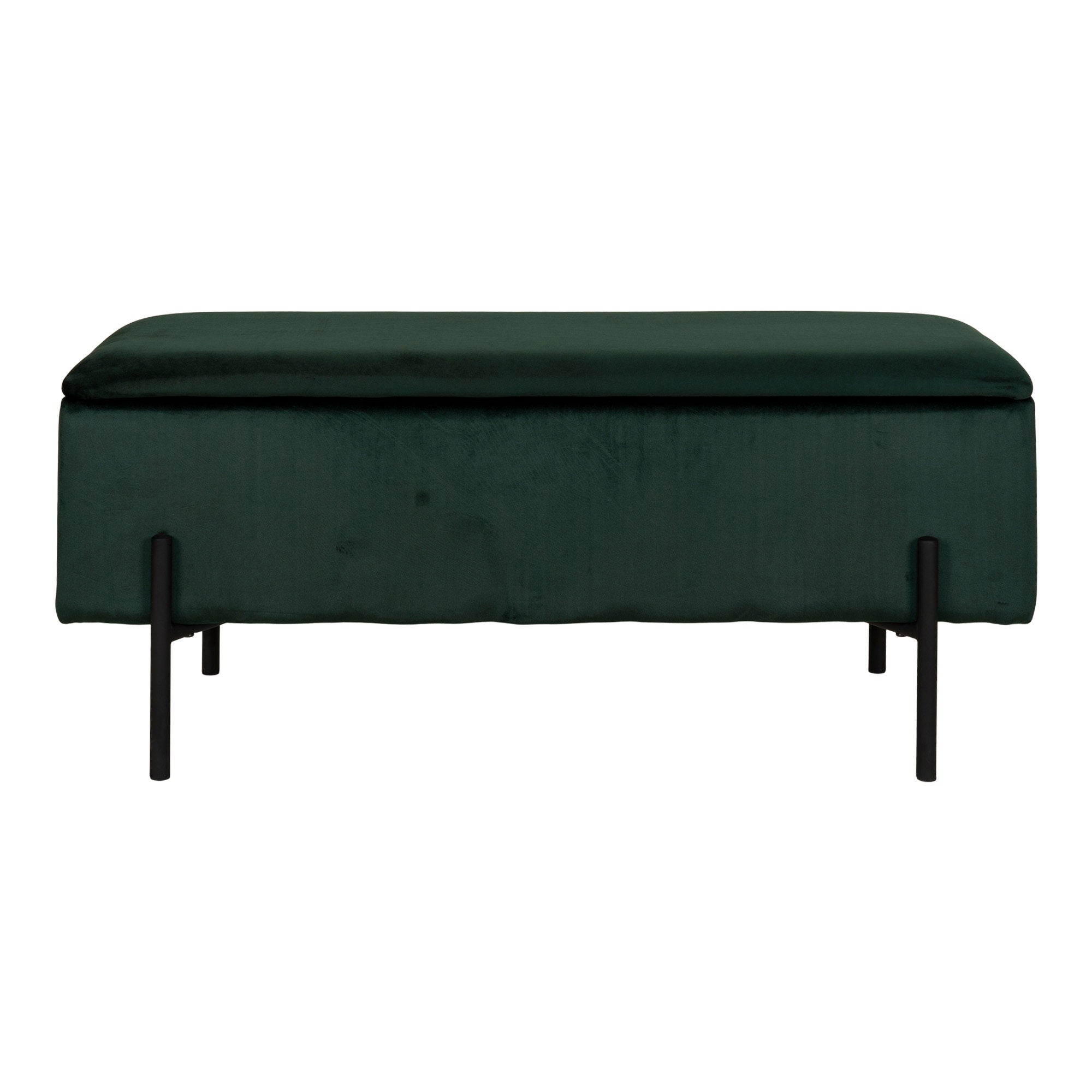 Watford-bank - bank met opbergruimte, velours, groen 95x36,5x43 cm, HN1206
