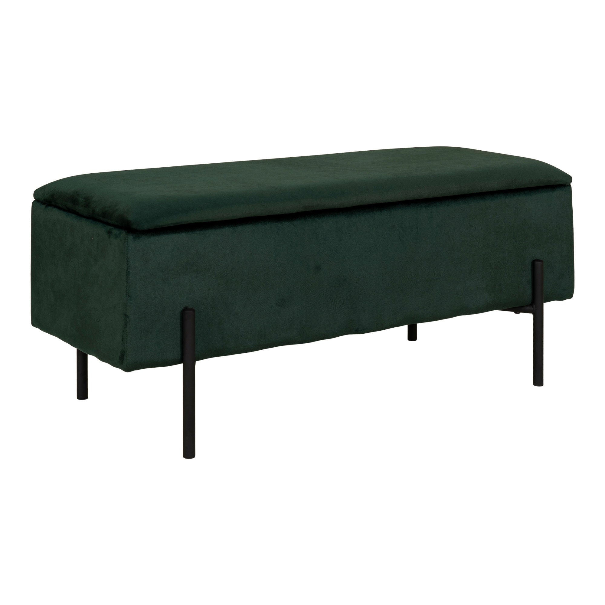 Watford-bank - bank met opbergruimte, velours, groen 95x36,5x43 cm, HN1206