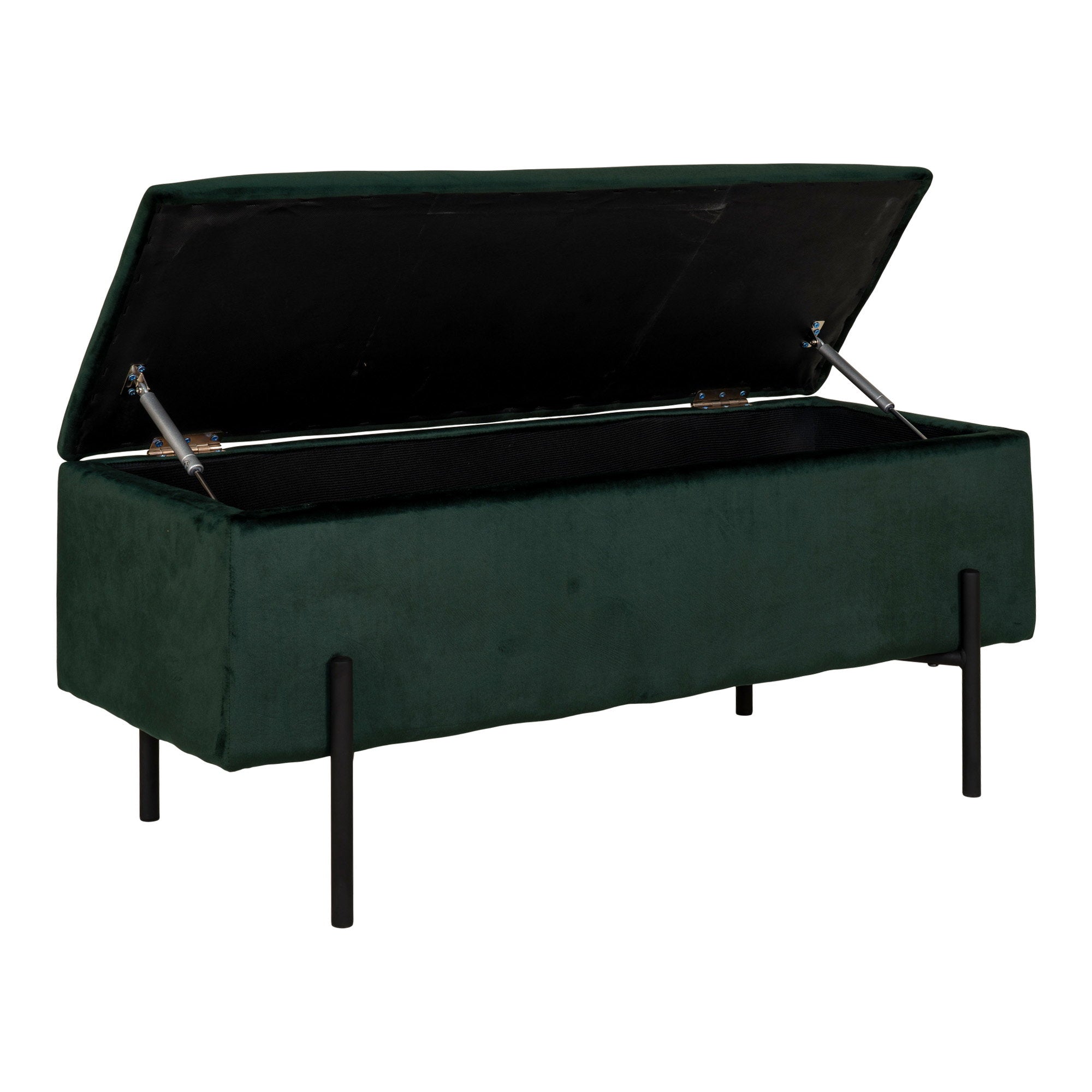 Watford-bank - bank met opbergruimte, velours, groen 95x36,5x43 cm, HN1206