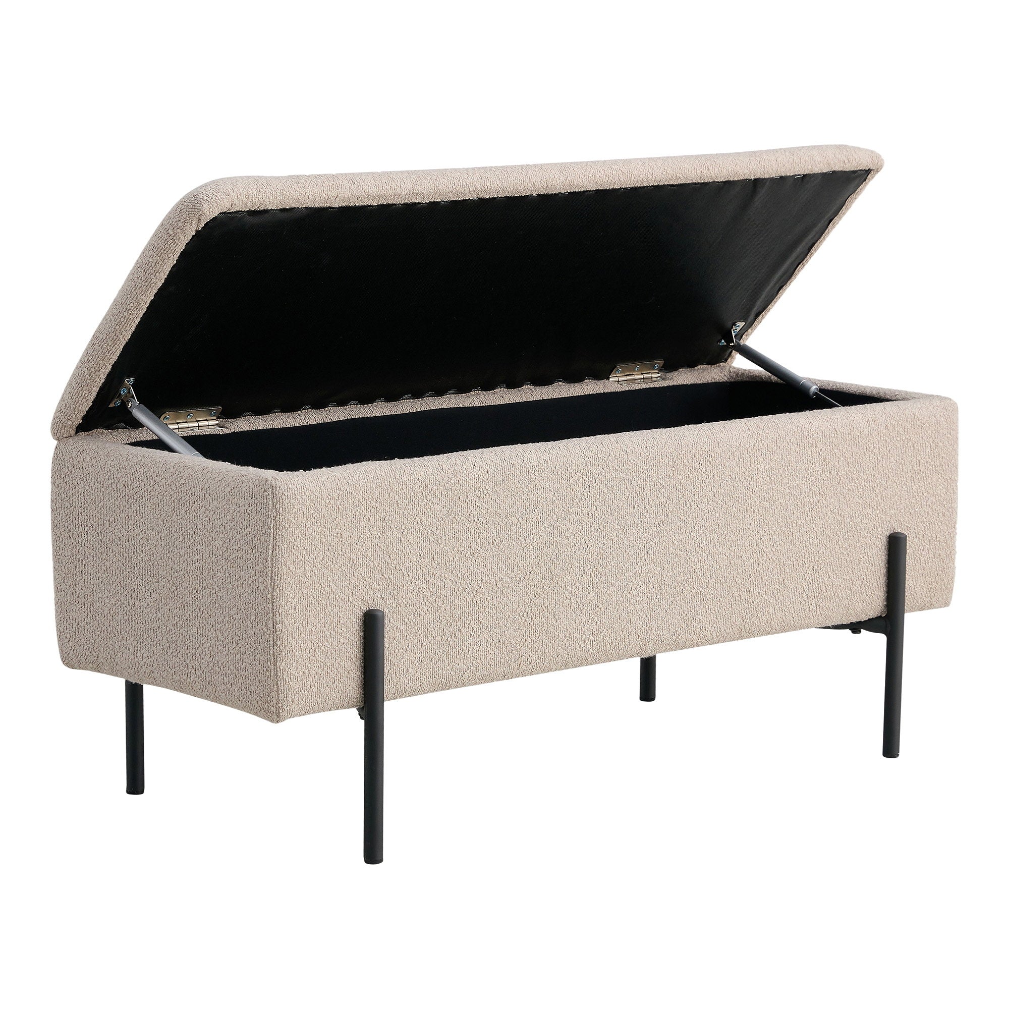 Watford Bench - Bank met opbergruimte, bouclé, beige 95x36,5x43 cm, HN1233
