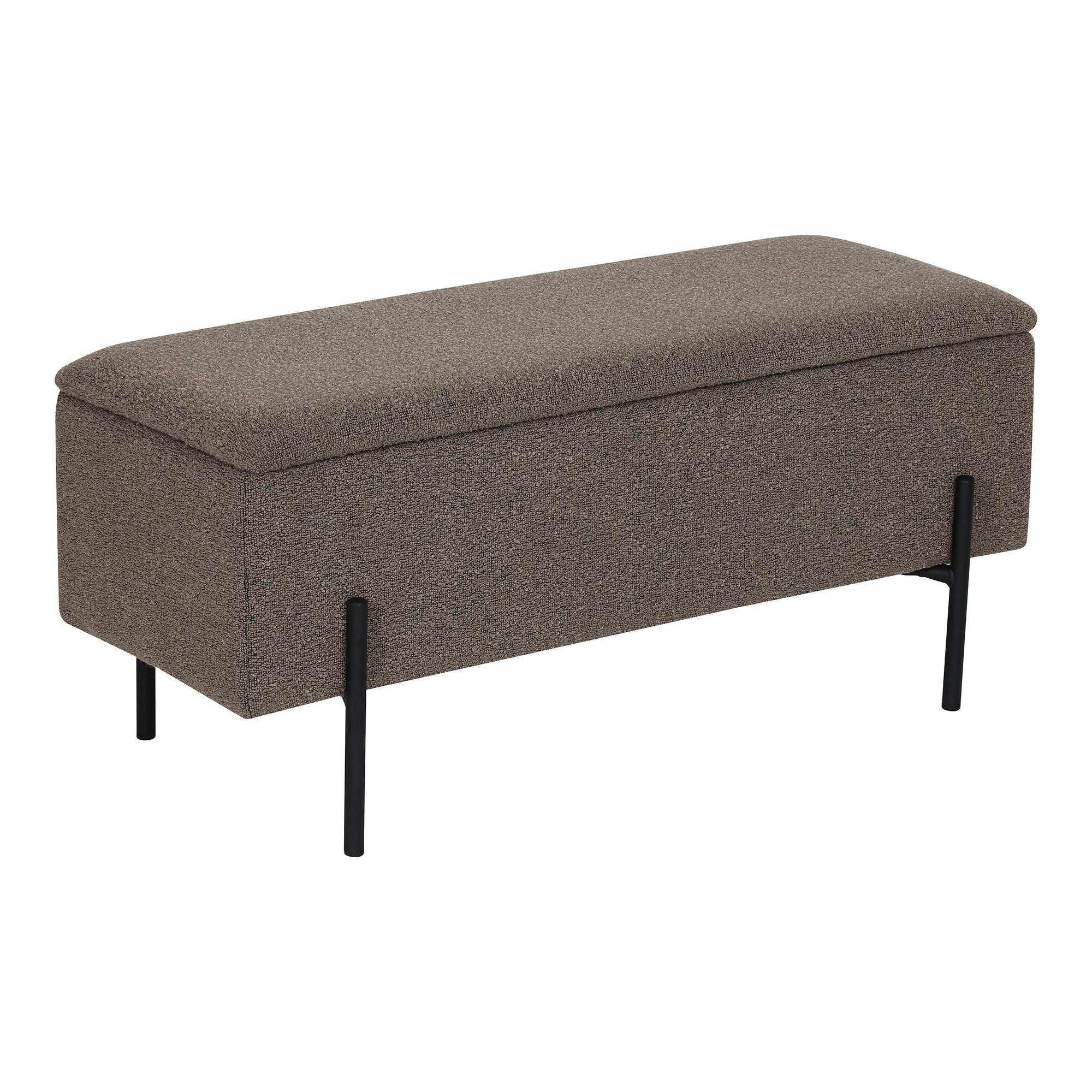 Watford Bench - bank met opbergruimte, bouclé, bruin 95x36,5x43 cm, HN1061