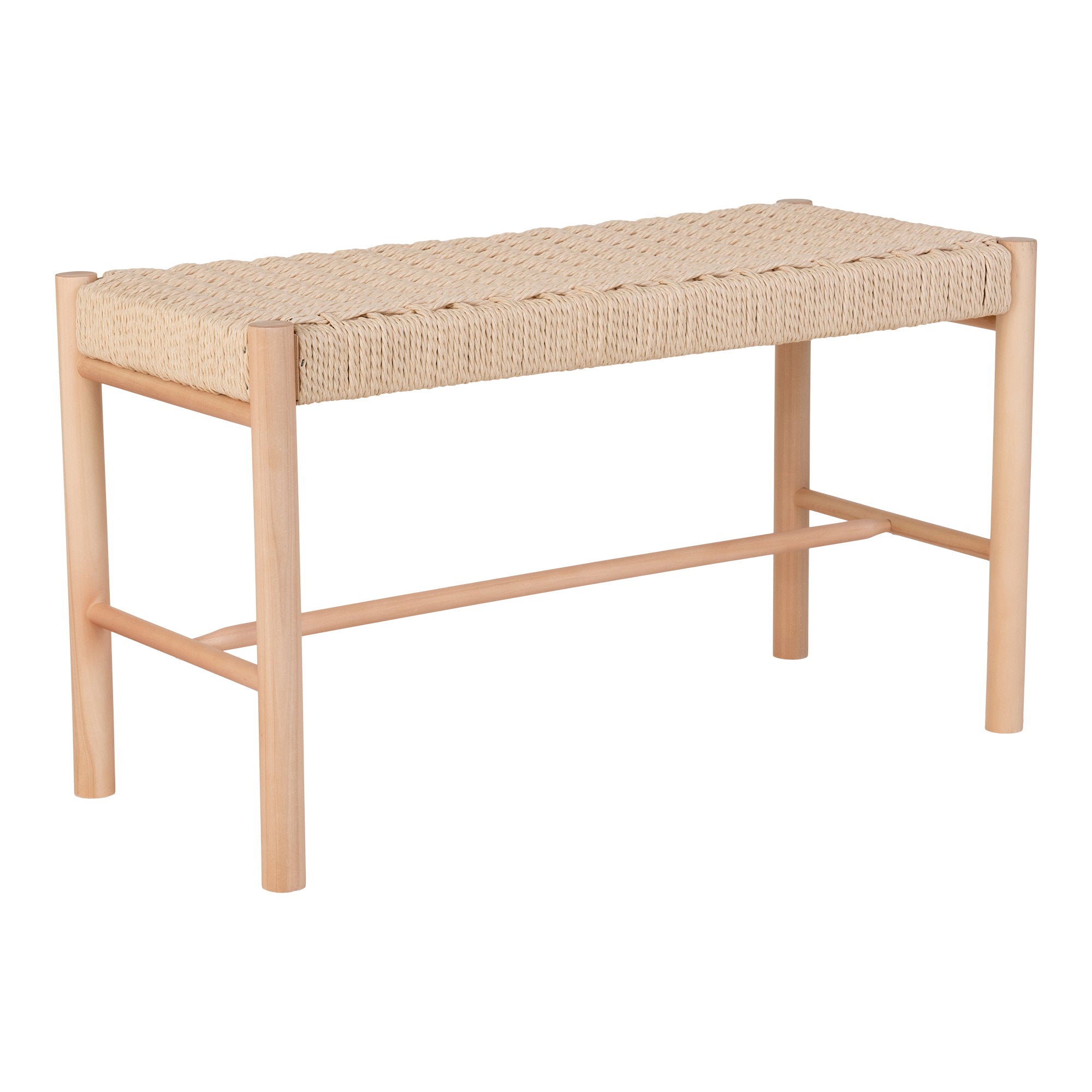 Abano Bank - bank met zitting van natuurlijk riet, populierenhout, naturel 80x35x45 cm