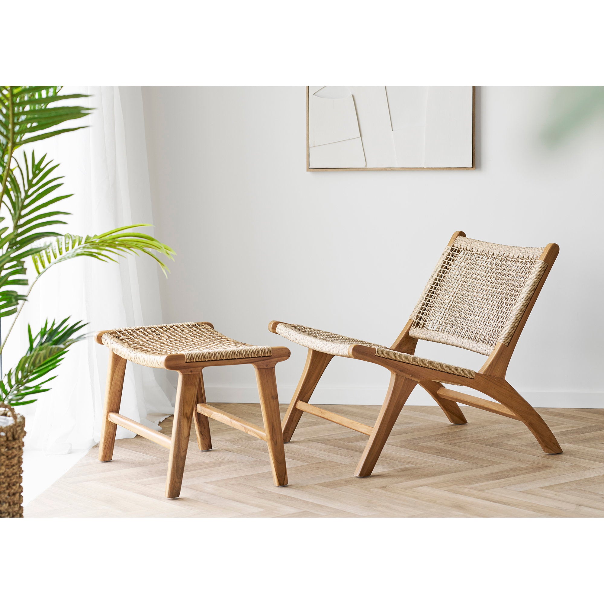 Derby Voetensteun - Voetensteun, teak, naturel 60x40x42 cm