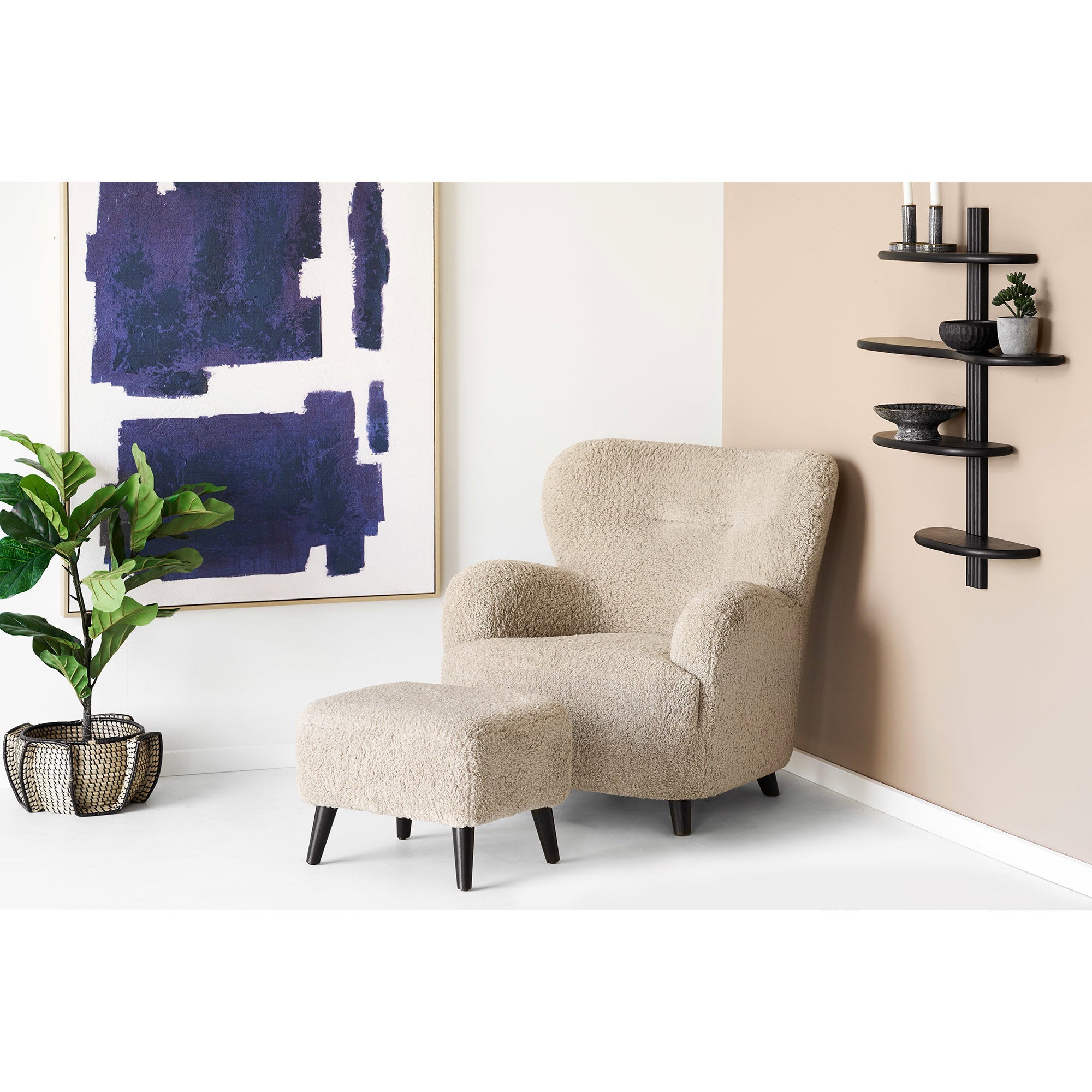 Lunaro Poef - Loungepoef, lichtbruin 42x54x39 cm, HN1265