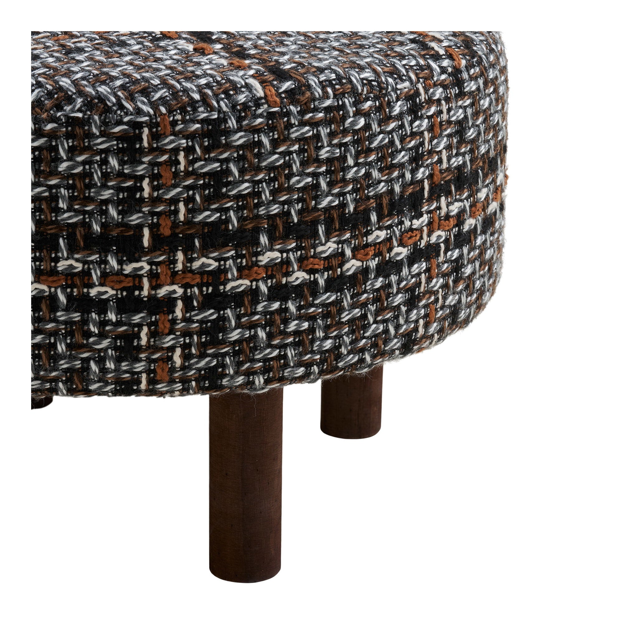 Falkirk Poef - Poef, zwart, bruine poten ø50x36 cm, HN1304