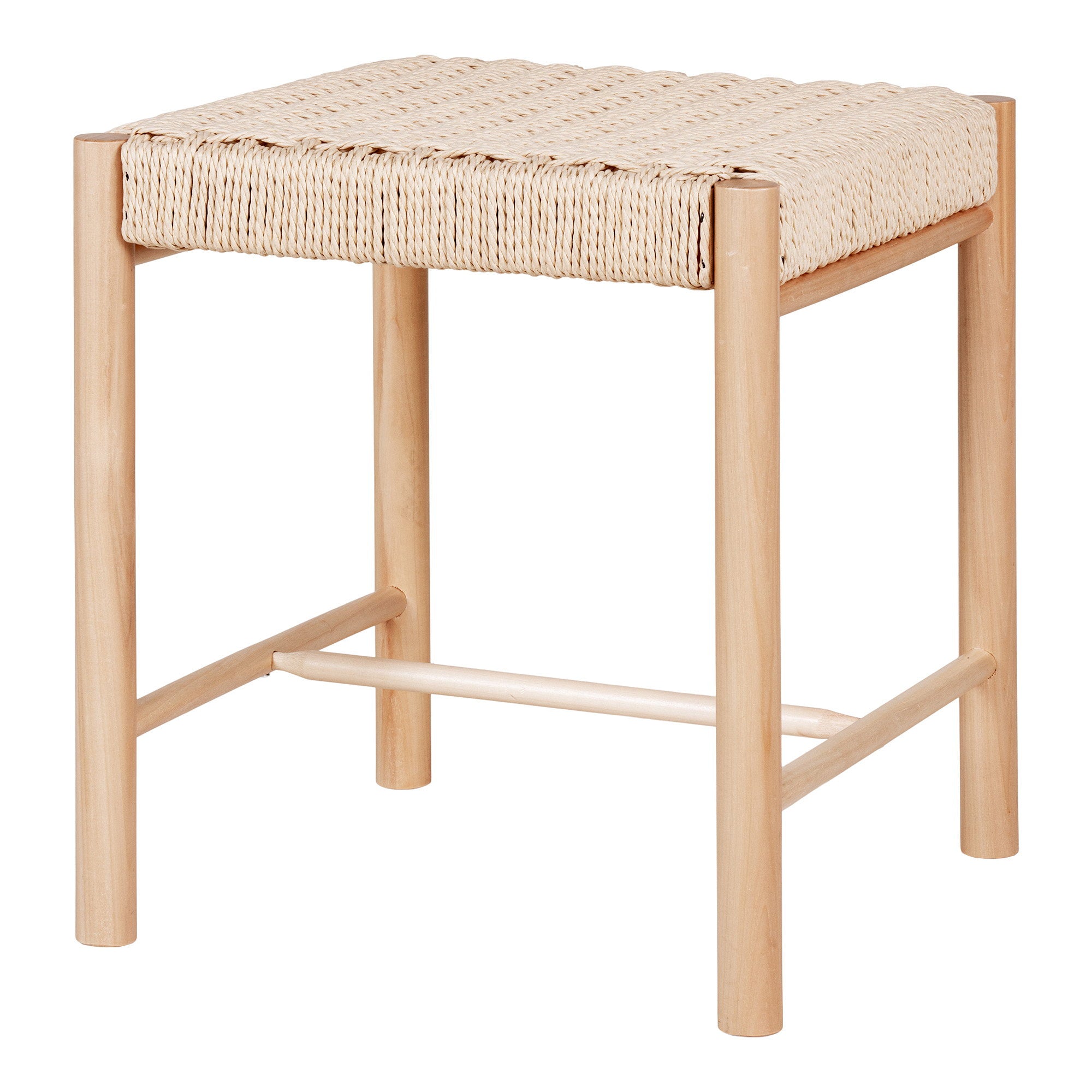 Abano Kruk - Kruk met natuurlijke rieten zitting, populierenhout, naturel 42x42x46,5 cm
