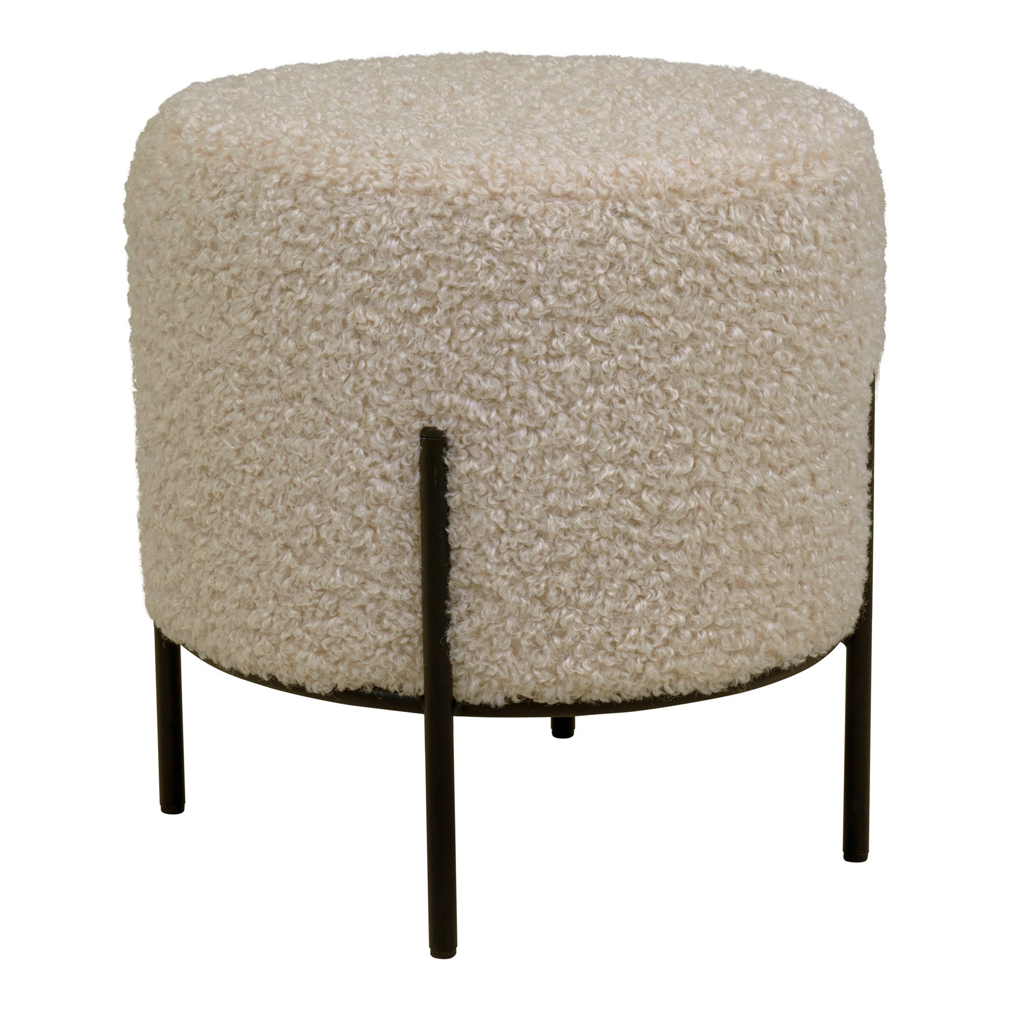 Alford Poef - Poef, teddy, grijs-bruin, zwarte poten, 35,5x37 cm, HN1091