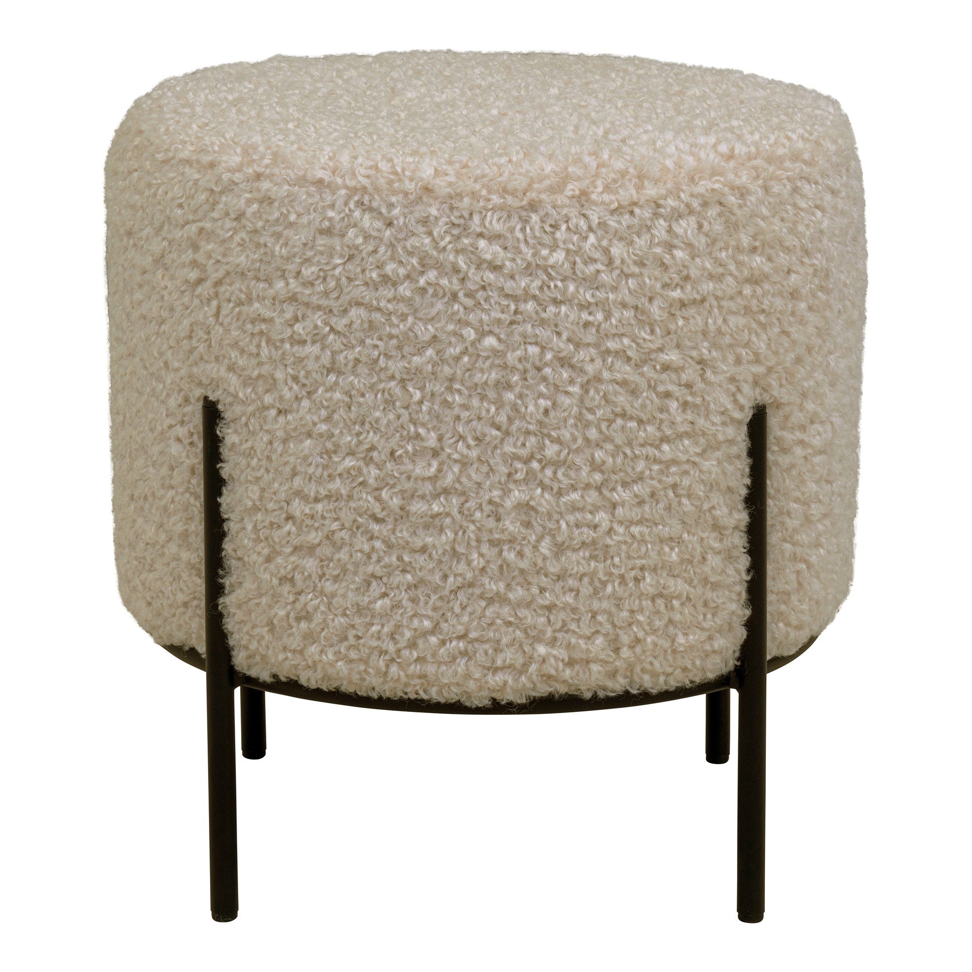 Alford Poef - Poef, teddy, grijs-bruin, zwarte poten, 35,5x37 cm, HN1091