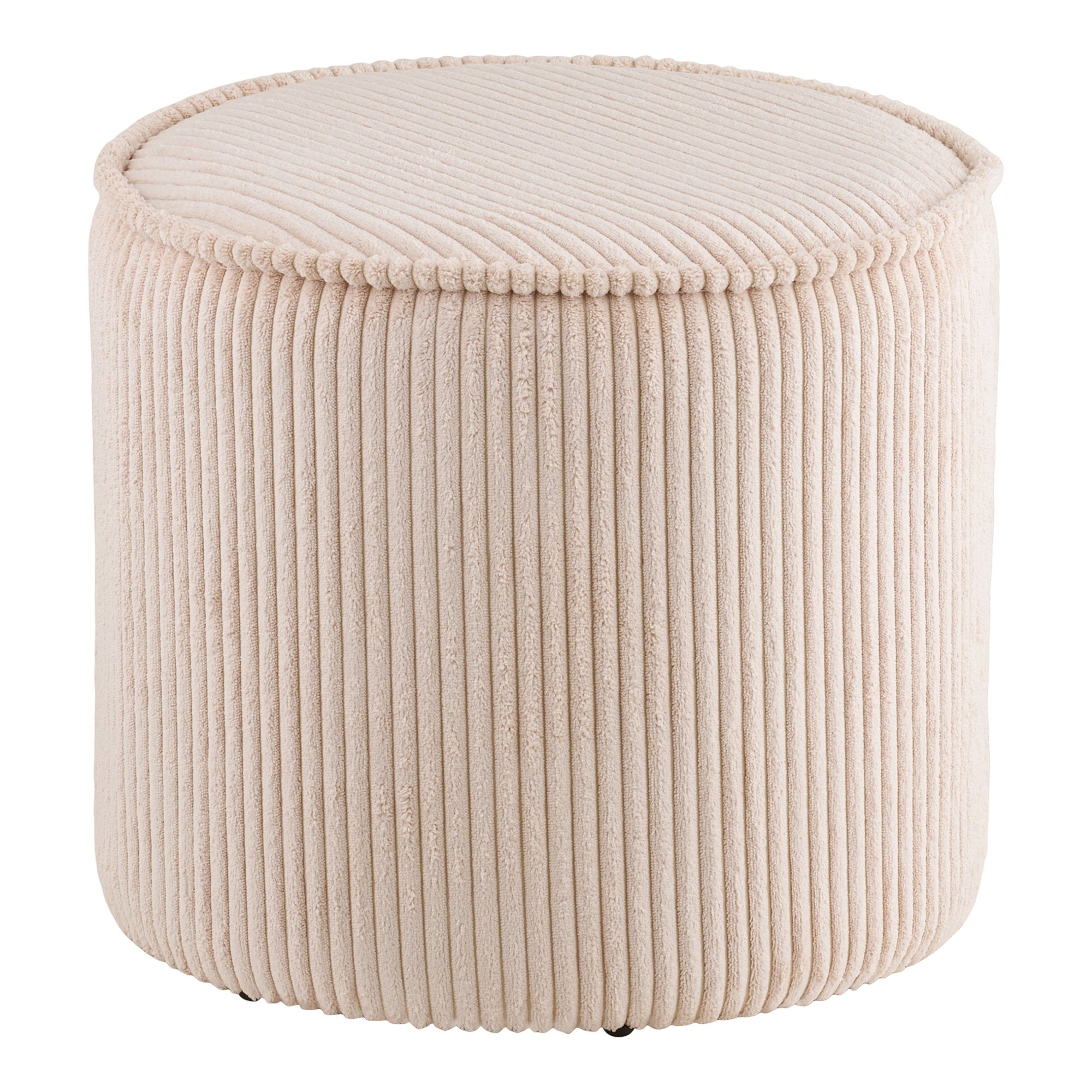 Taupo Poef - Poef, ribfluweel, beige ø40x35 cm, HN1424
