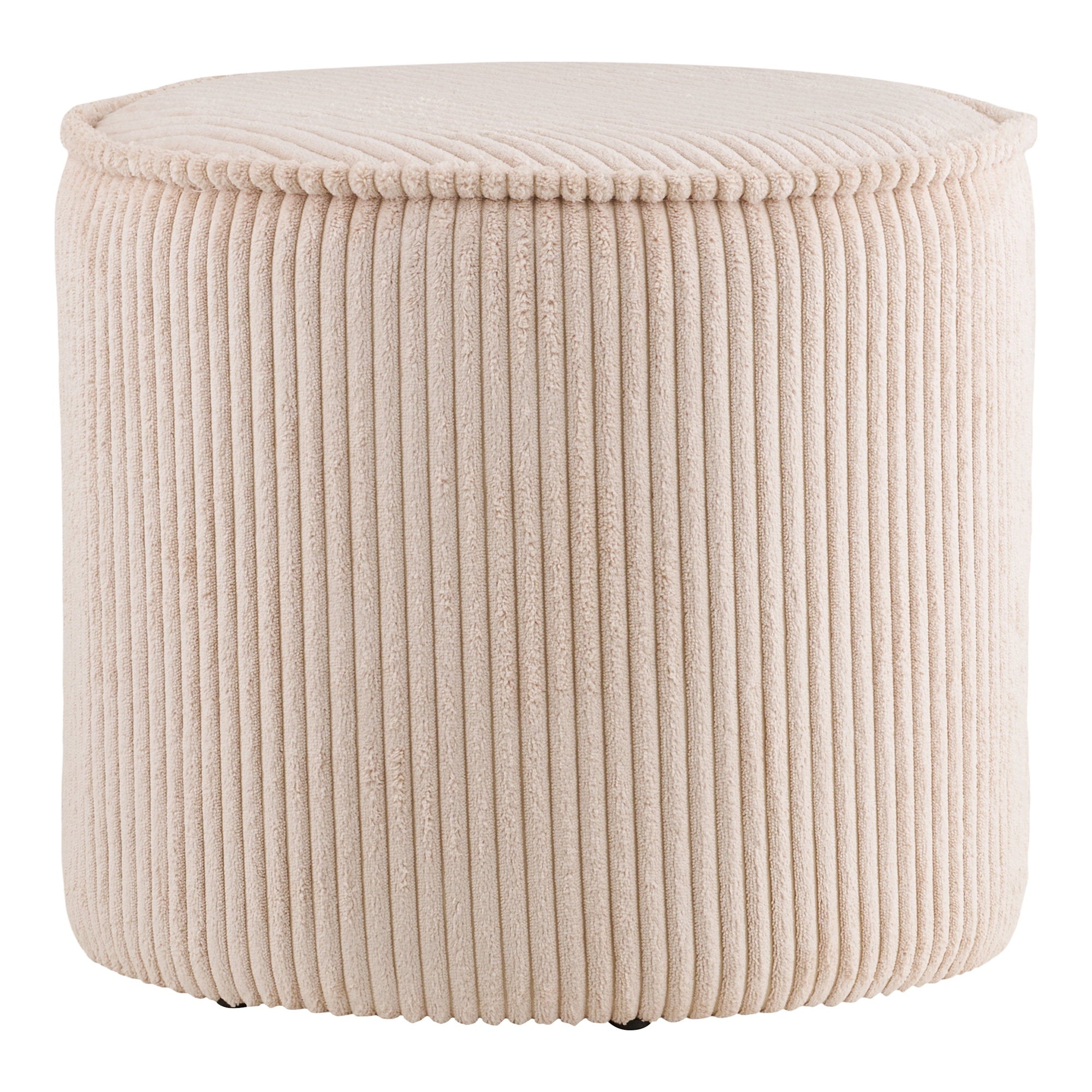 Taupo Poef - Poef, ribfluweel, beige ø40x35 cm, HN1424