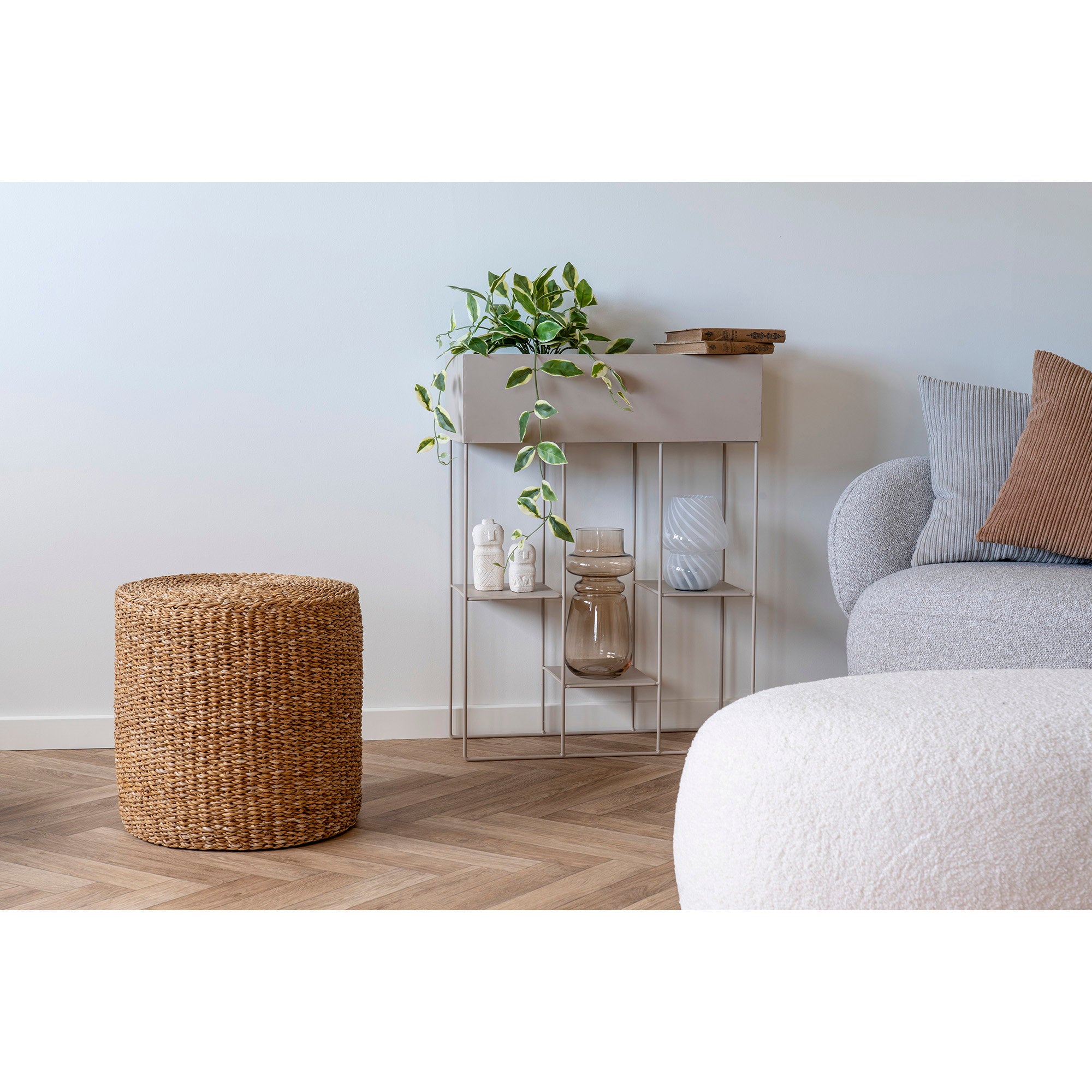 Rivera Pouf - poef, zeegras/katoen, naturel ø40x40 cm