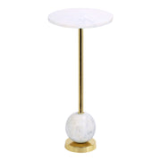 Salo bijzettafel - Bijzettafel van messing en marmer ø25x54 cm