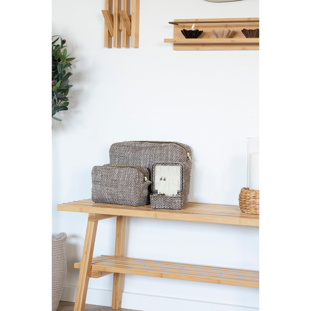 Safi Toilet Bags - Toilettassen, bruine mix, set van 2