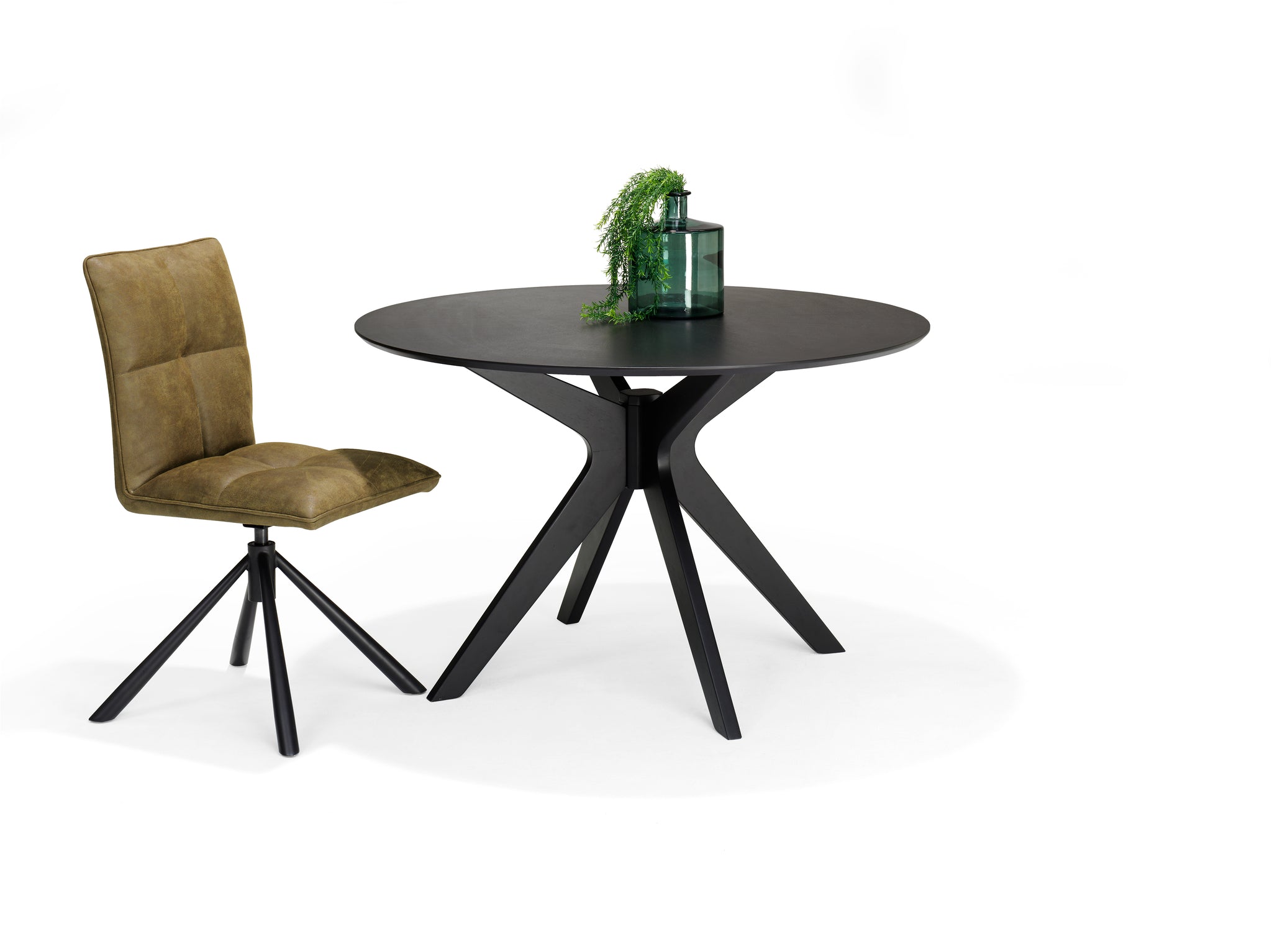 Julia 120x120 Ronde Eetkamertafel Eiken Zwart