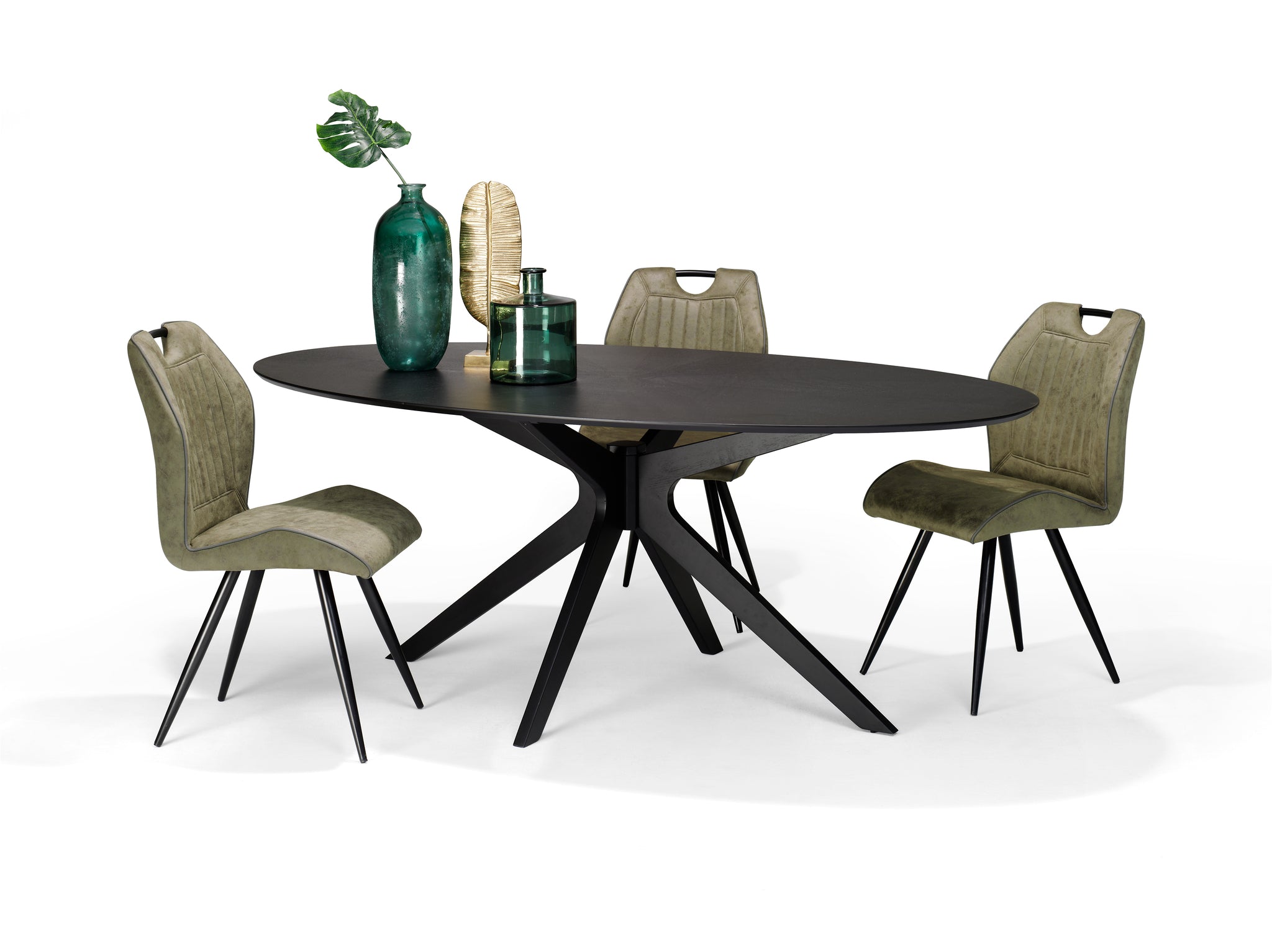 Julia 200 x 110 Eetkamertafel Ovaal Zwart Eiken