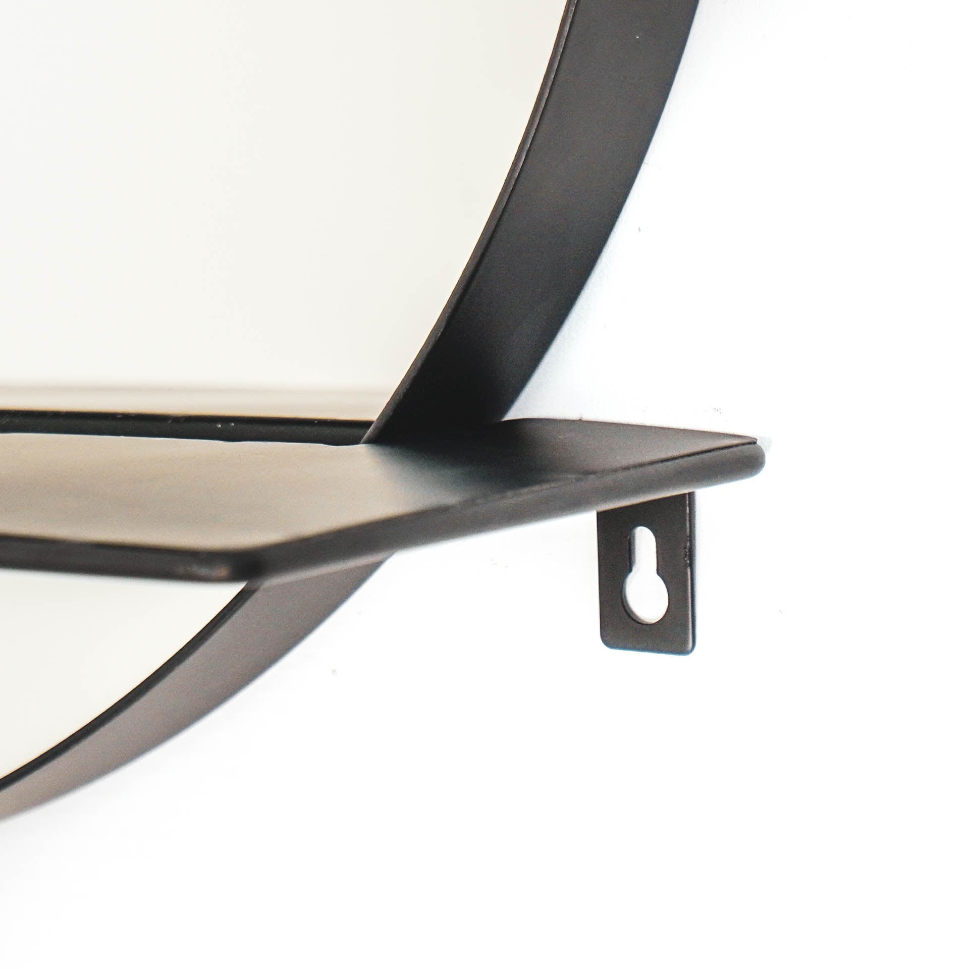 Spiegel - Rond - Metaal - Met Plank - Zwart - Ø40cm