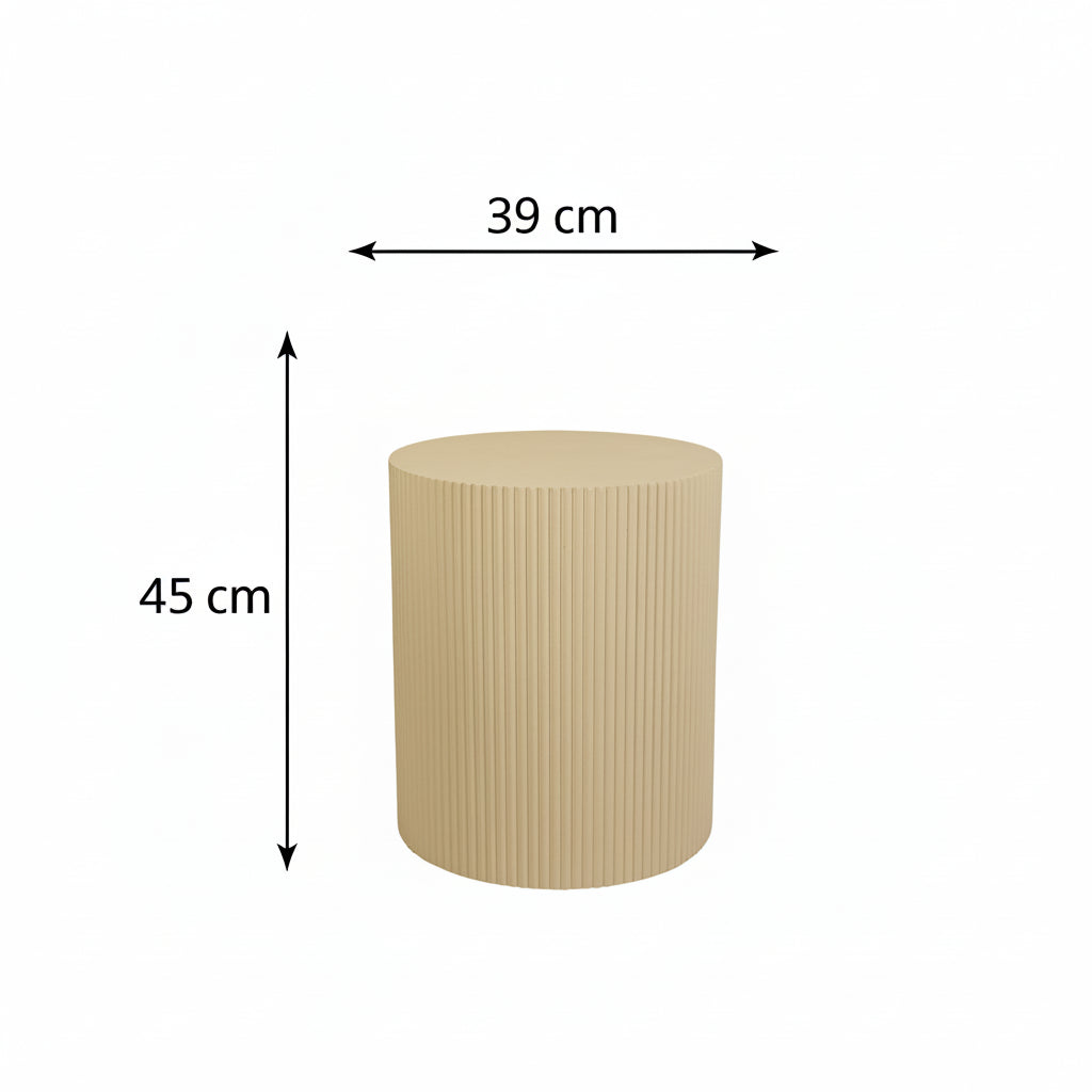 Bijzettafel - Cilinder - MDF - Zand - 39x45cm