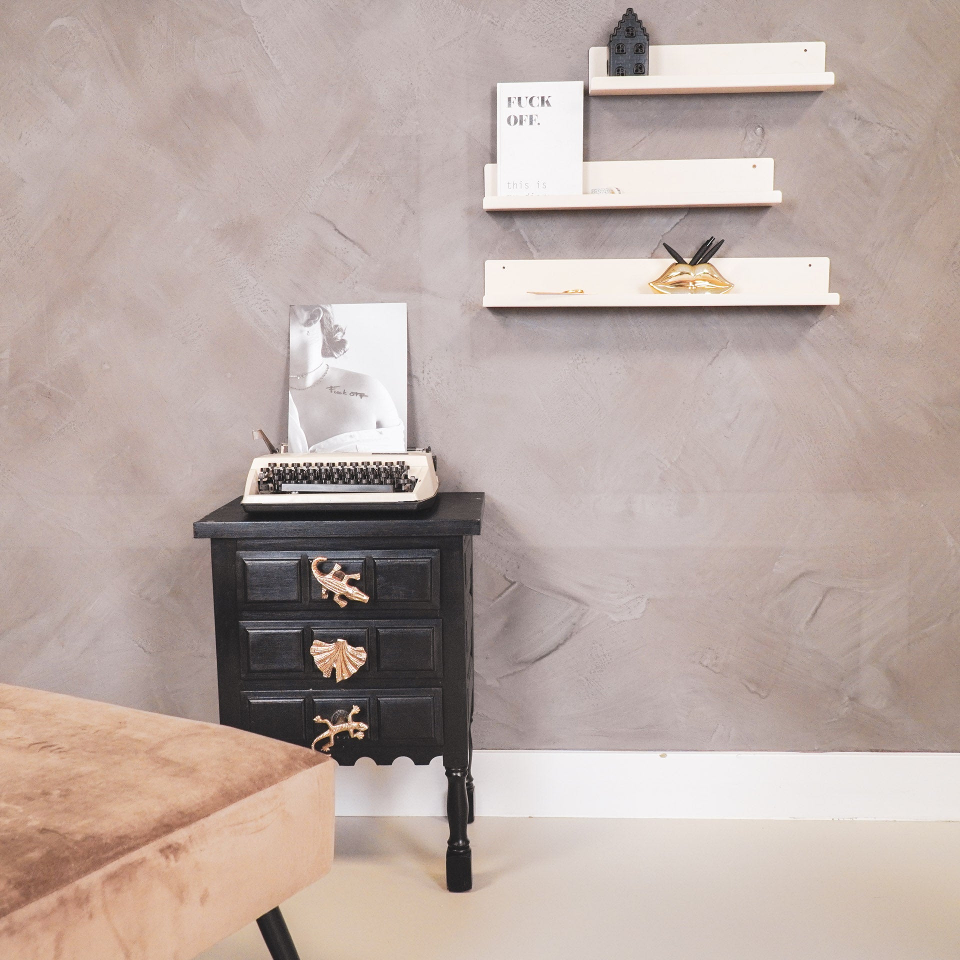 Wandplank - Metaal - Beige - Set van 3 - 40/50/60 cm