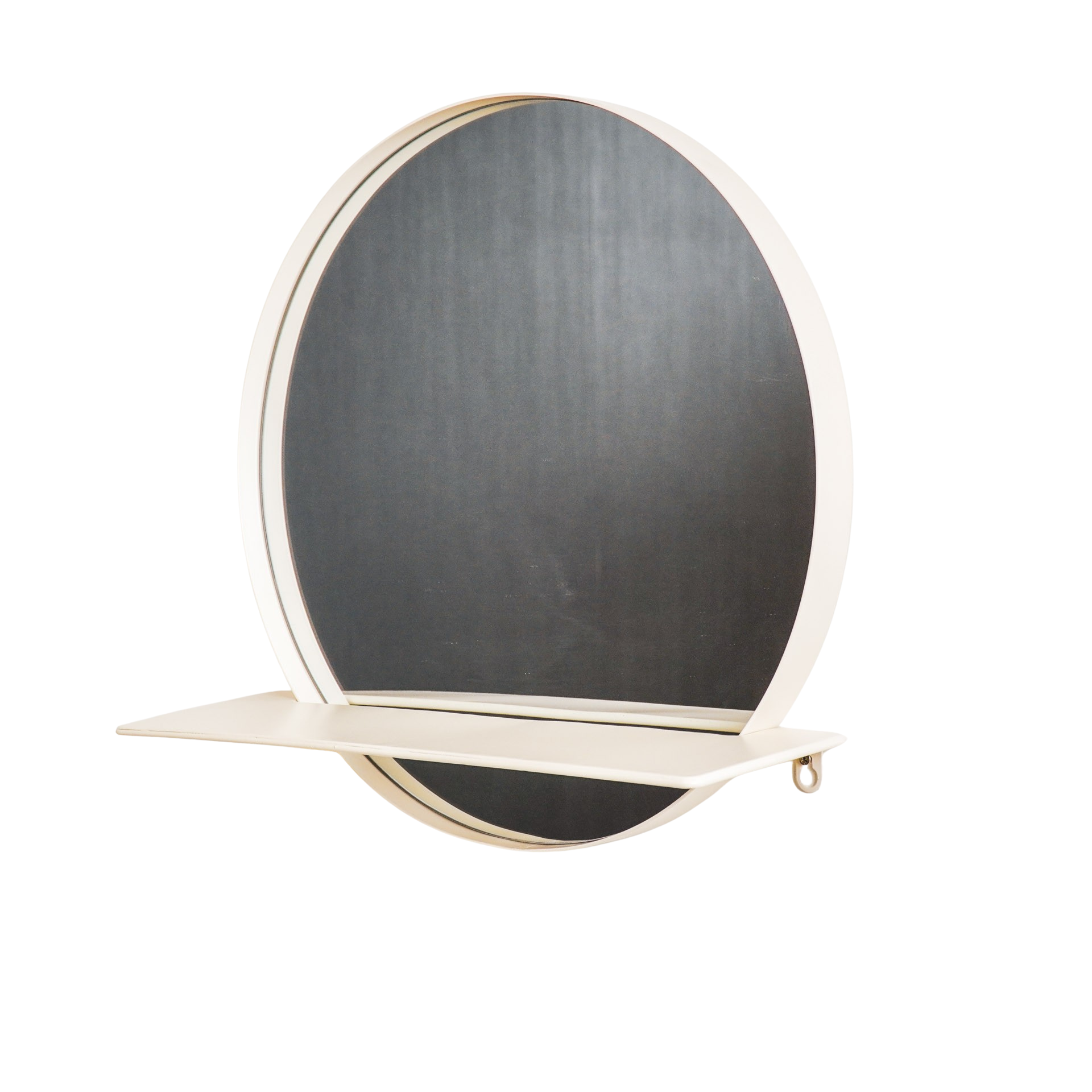 Spiegel - Rond - Metaal - Met plank - Zand - Ø40cm