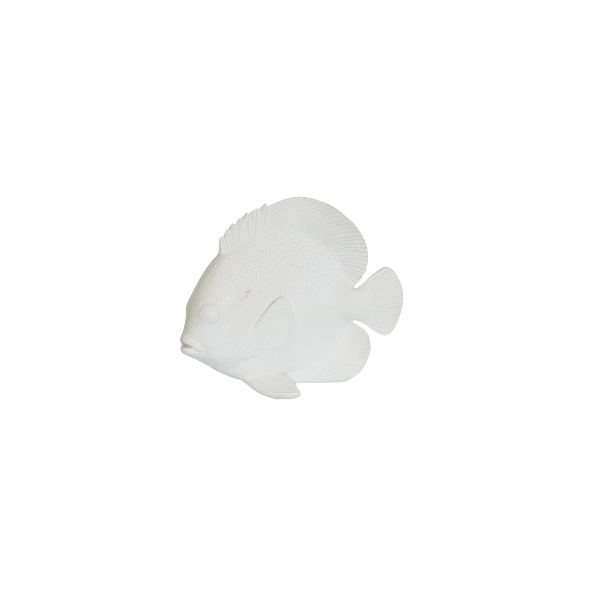 Ornament - Platte Vis - Polyresin - Wit - 19,5x10,5x16cm