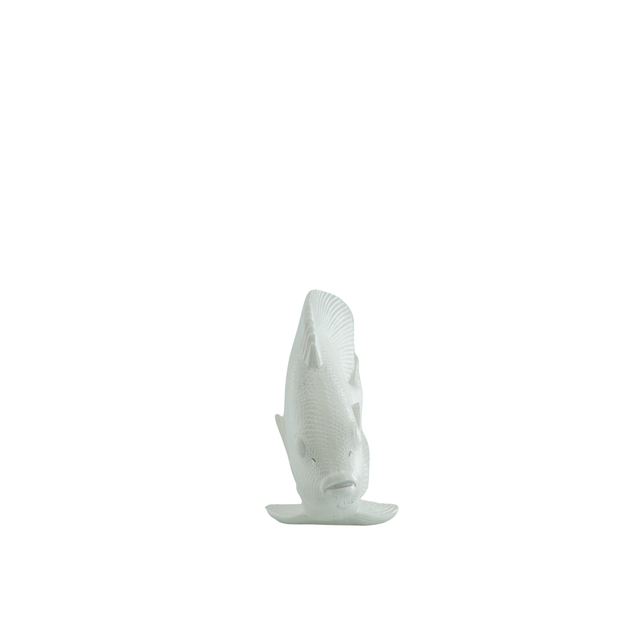 Ornament - Platte Vis - Polyresin - Wit - 19,5x10,5x16cm