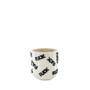 Pot - 'FUCK' - Keramiek - Wit/Zwart -11x11x11,5cm