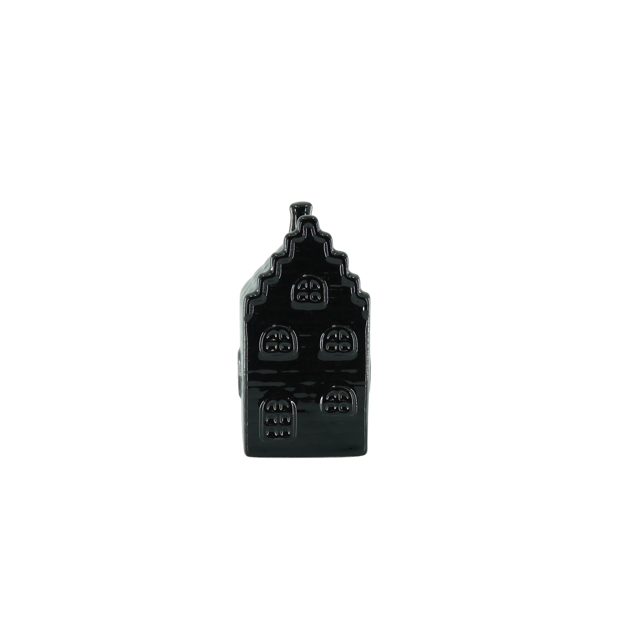 Ornament - Spaarpot - Huis - Keramiek - Zwart - 7x7x13 cm