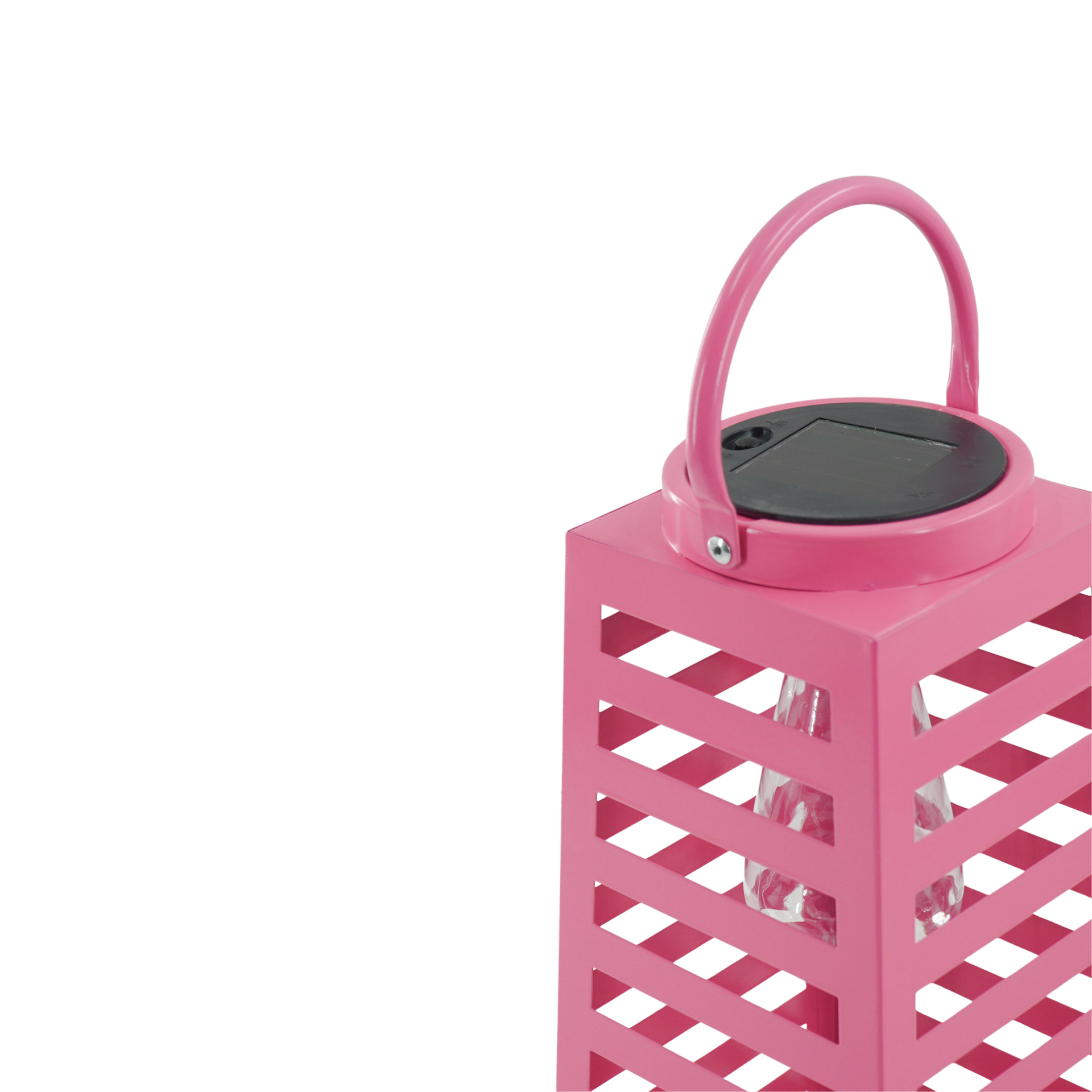 Lamp - lantaarn - op zonne-energie - metaal - roze - 14x32,5cm
