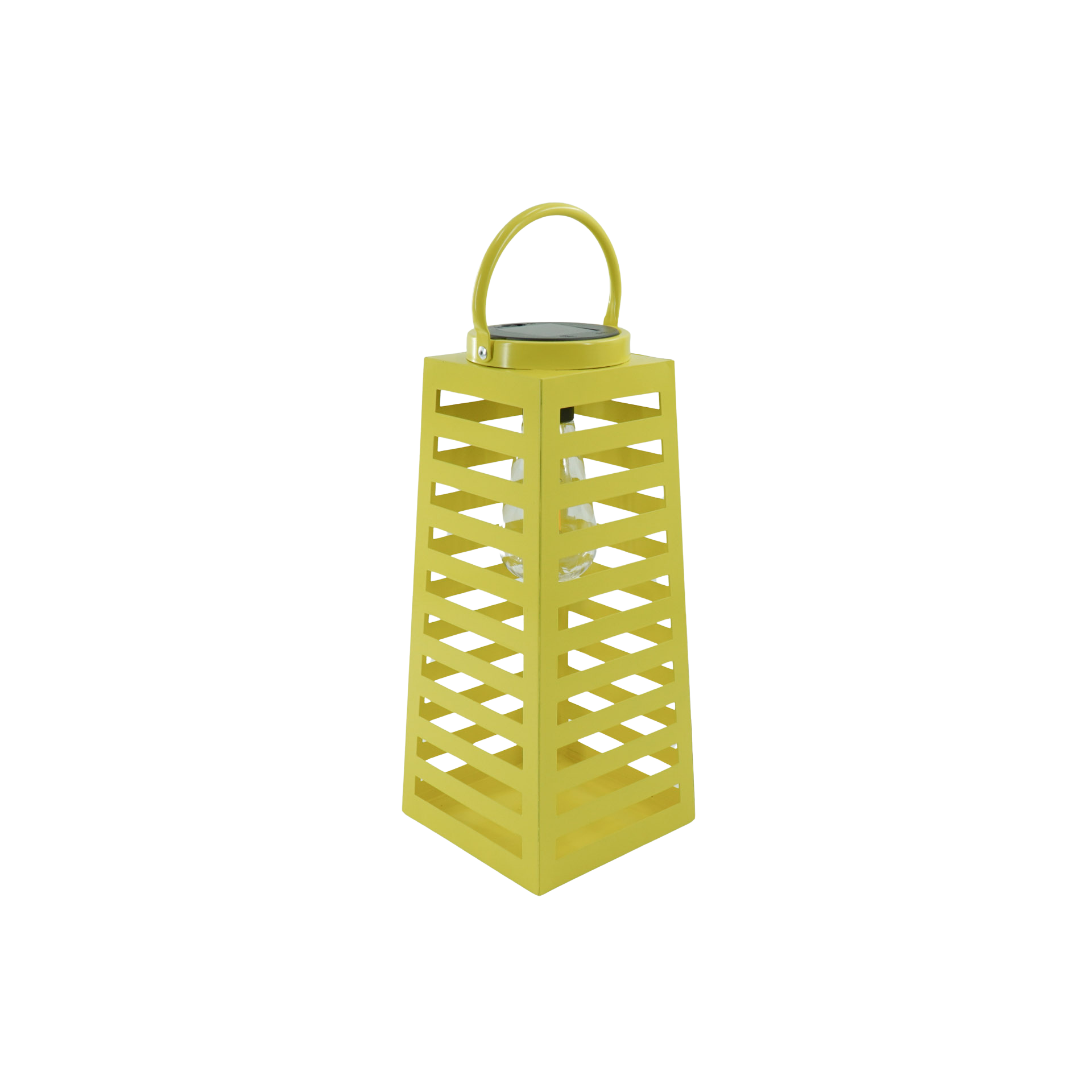 Lamp - Lantaarn - Op zonne-energie - Metaal - Geel - 14x32,5cm