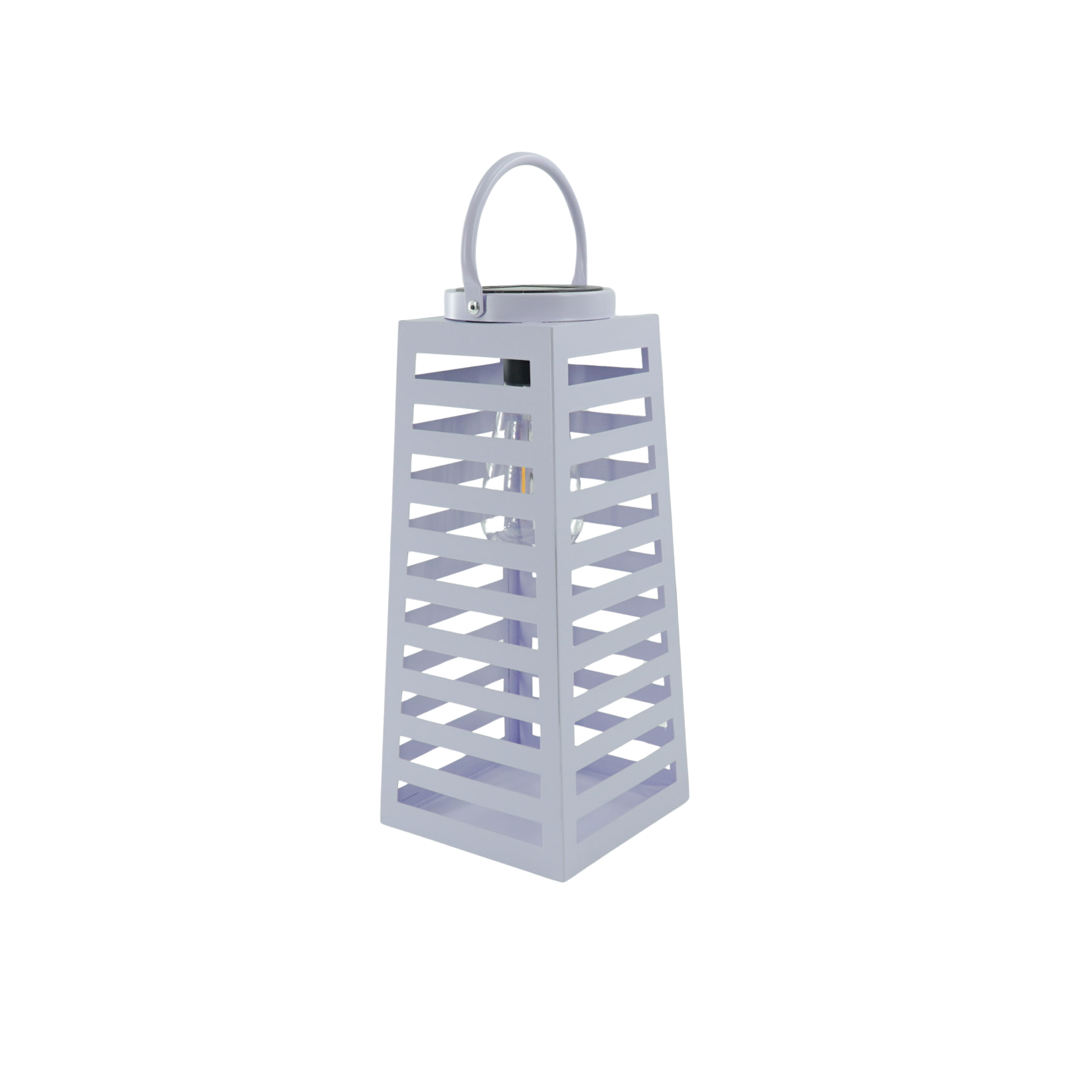 Lamp - Lantaarn - Op zonne-energie - Metaal - Lila - 14x32,5cm